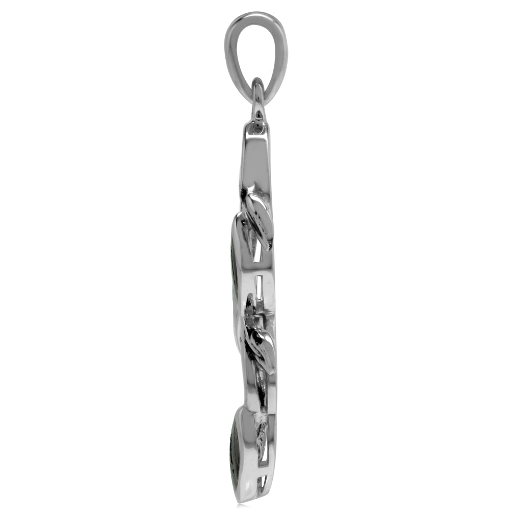 Marquise Shape Abalone Paua Shell Inlay 925 Sterling Silver Leaf Vintage Inspired Pendant - Silvershake-store
