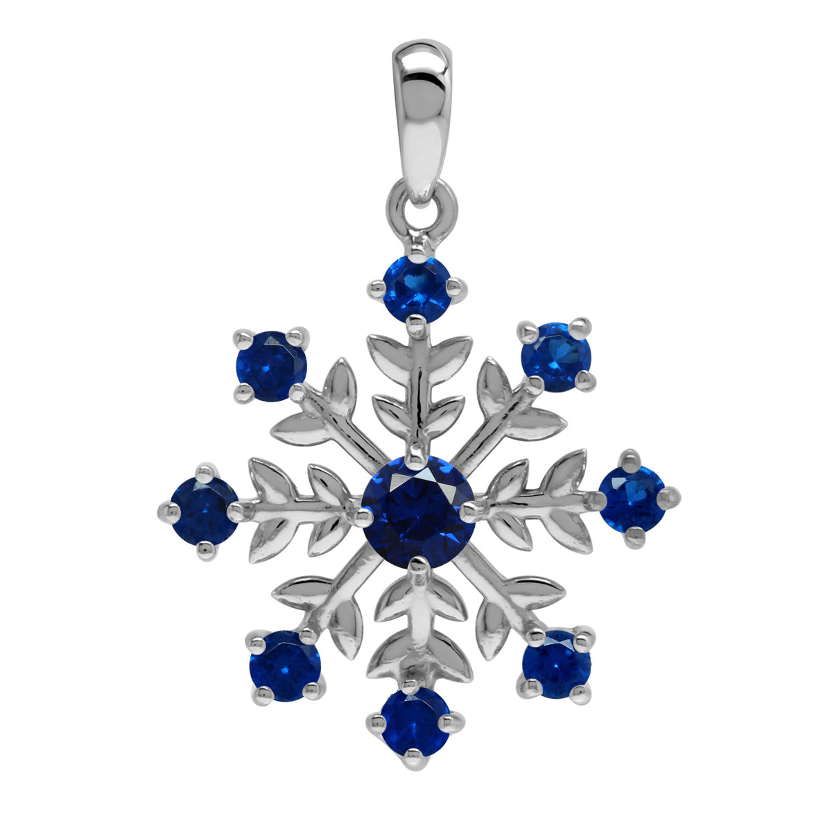 Silvershake Created Blue Sapphire 925 Sterling Silver Snowflake Pendant - Silvershake-store