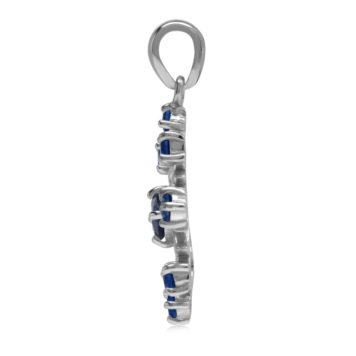 Silvershake Created Blue Sapphire 925 Sterling Silver Snowflake Pendant - Silvershake-store