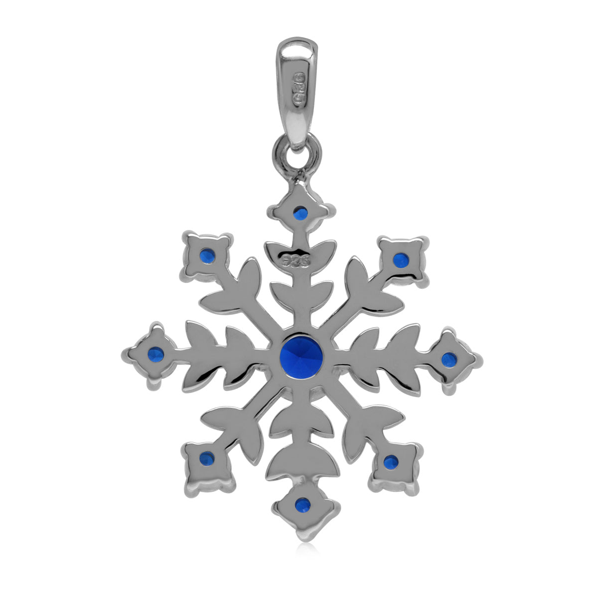 Silvershake Created Blue Sapphire 925 Sterling Silver Snowflake Pendant - Silvershake-store