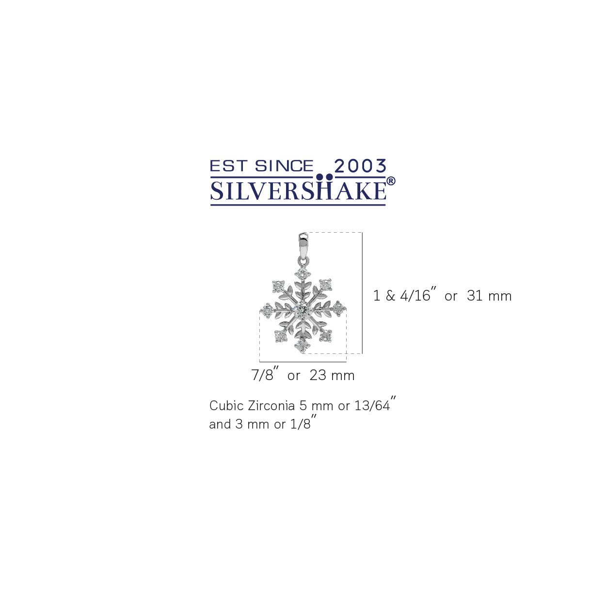 Cubic Zirconia White Gold Plated 925 Sterling Silver Snowflake Pendant April Gemstone Birthstone Jewelry for Women - Silvershake-store