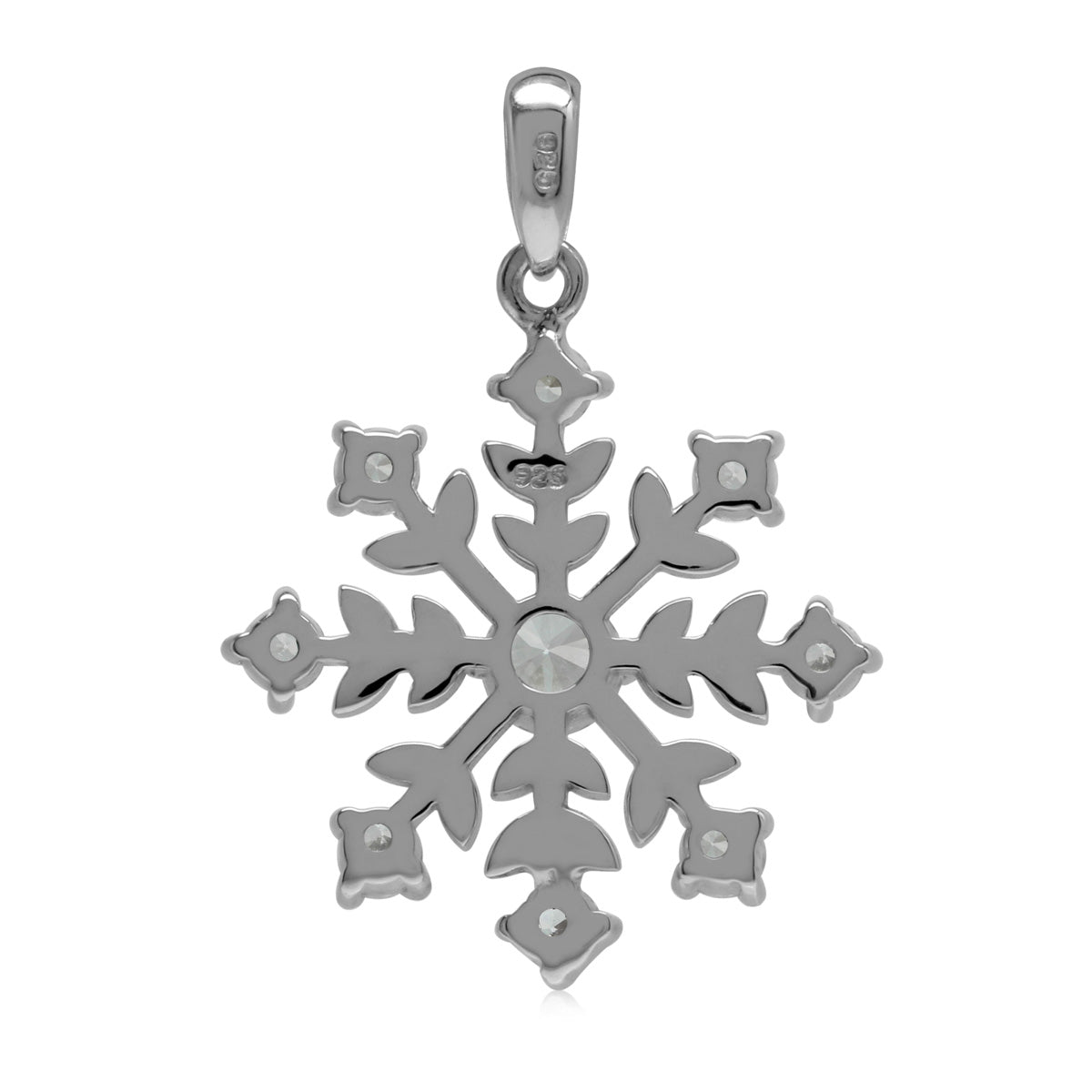 Cubic Zirconia White Gold Plated 925 Sterling Silver Snowflake Pendant April Gemstone Birthstone Jewelry for Women - Silvershake-store