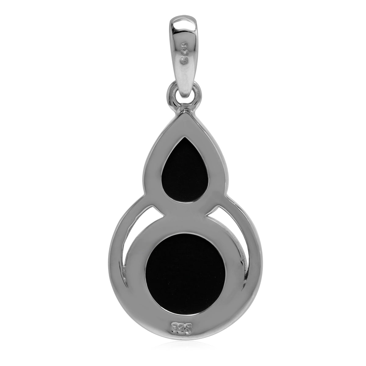 Natural Black Onyx 925 Sterling Silver Contemporary Geometric Pendant - Silvershake-store