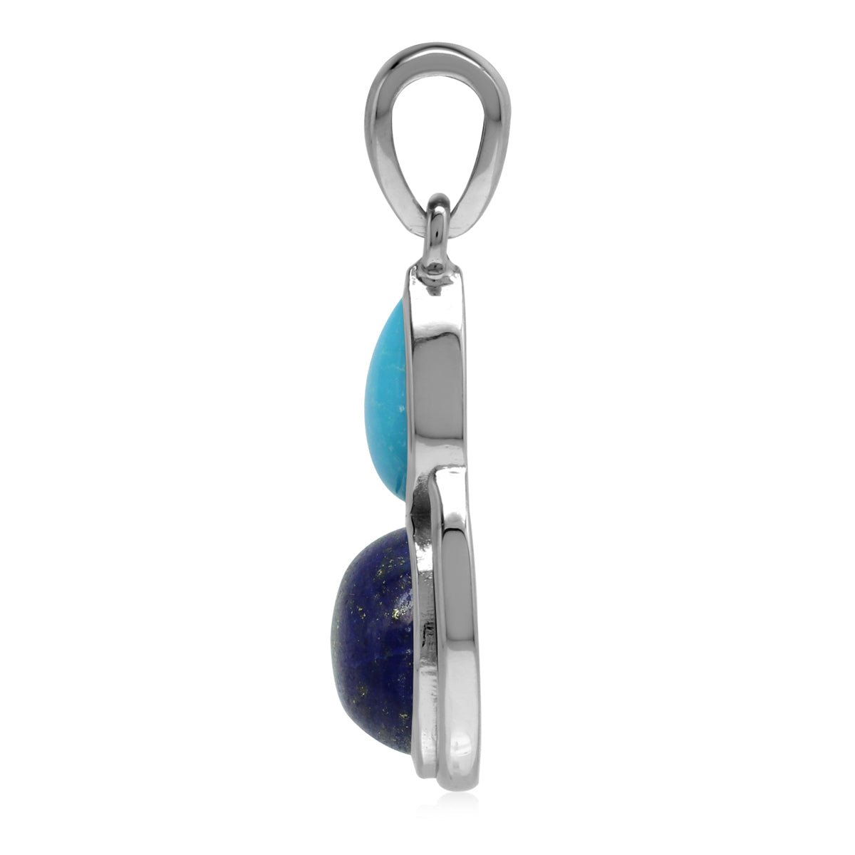 Genuine Lapis Lazuli and Arizona American Turquoise 925 Sterling Silver Contemporary Geometric Pendant Jewelry for Women - Silvershake-store