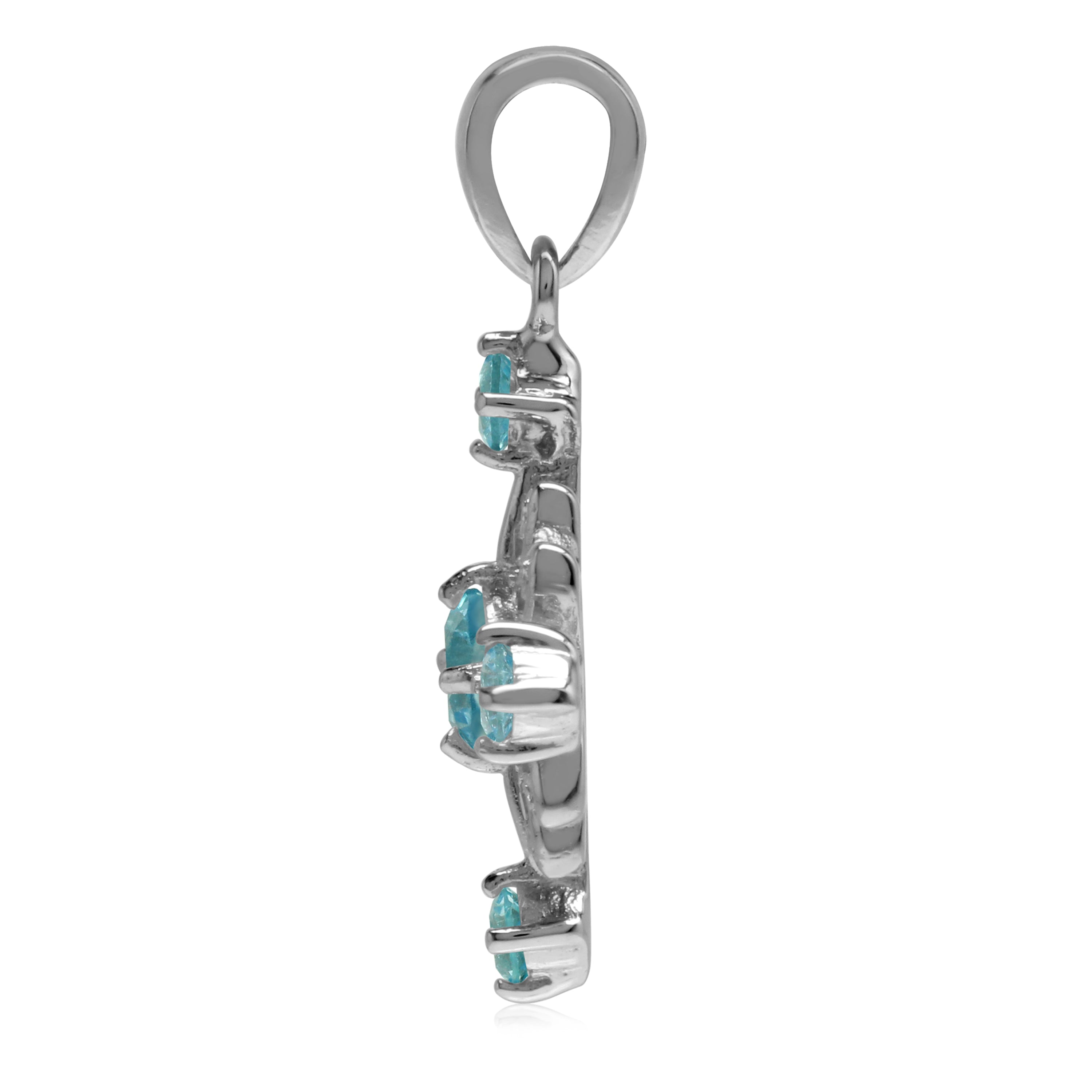 Genuine Swiss Blue Topaz 925 Sterling Silver Snowflake Pendant - Silvershake-store