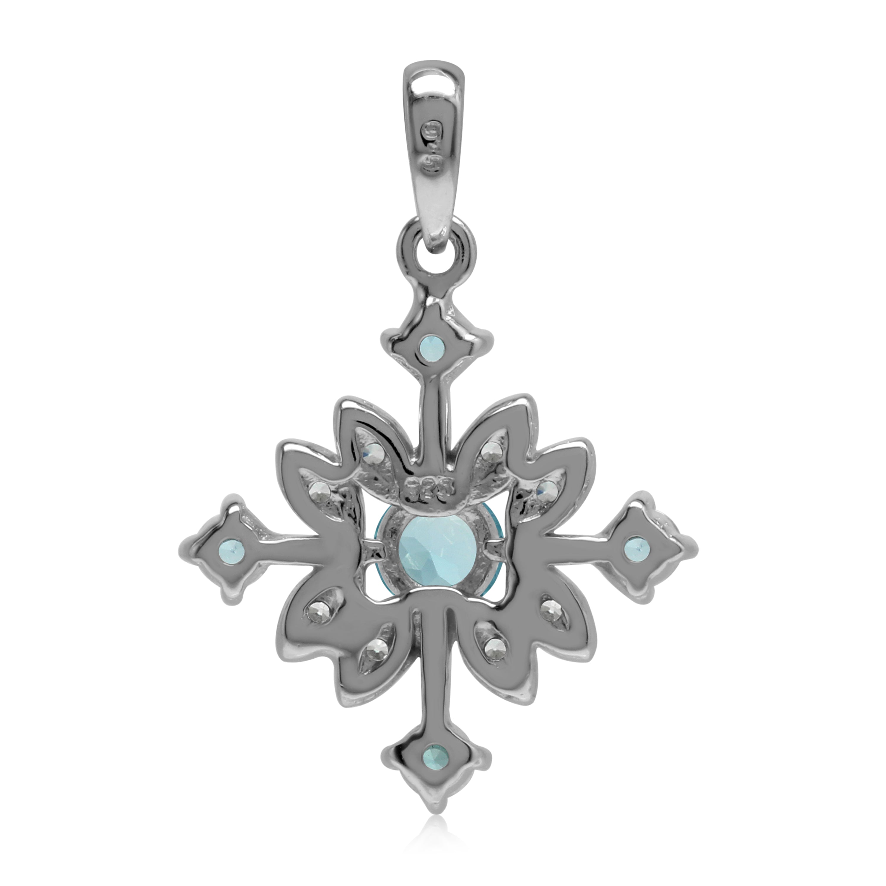 Genuine Swiss Blue Topaz 925 Sterling Silver Snowflake Pendant - Silvershake-store
