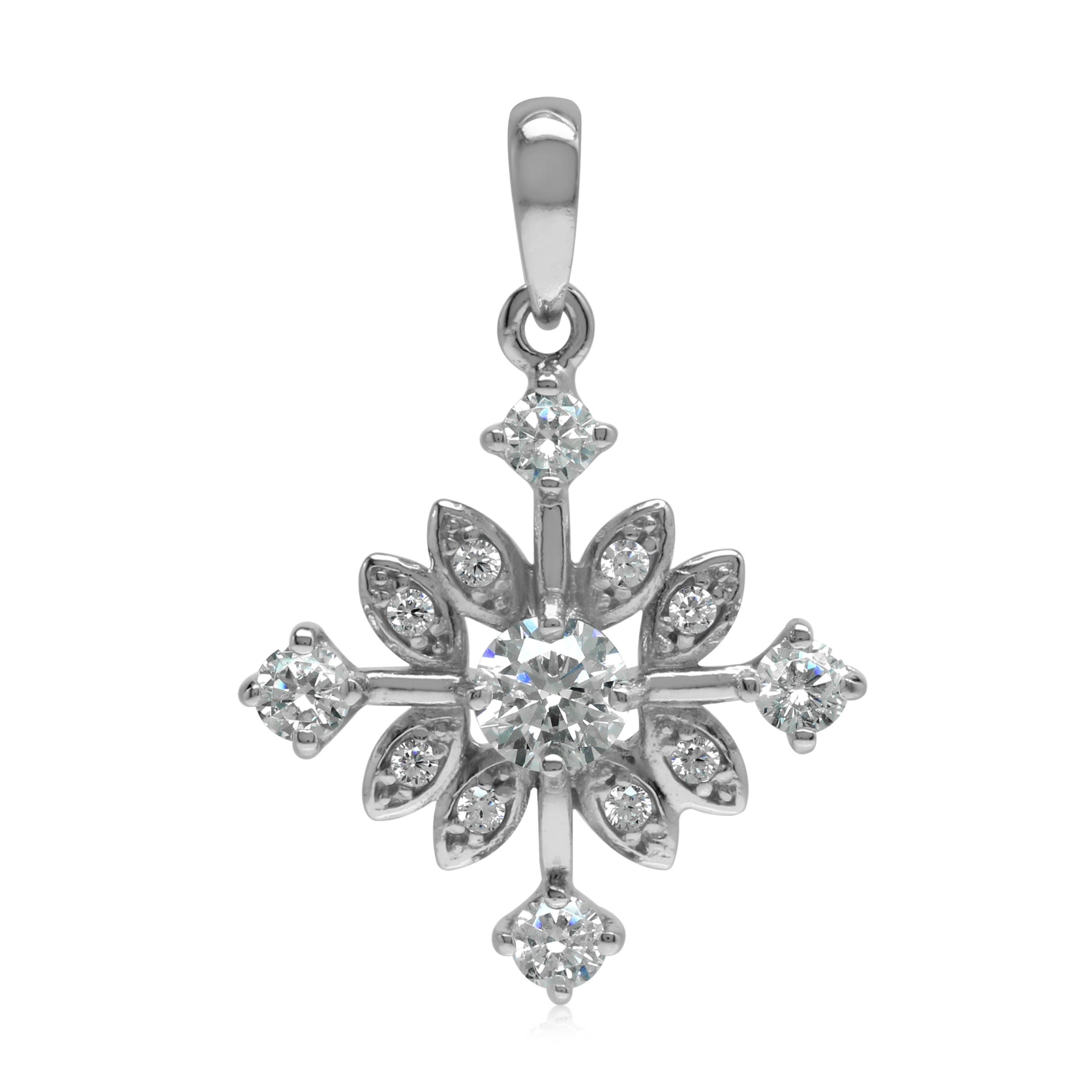 White CZ 925 Sterling Silver Snowflake Pendant - Silvershake-store