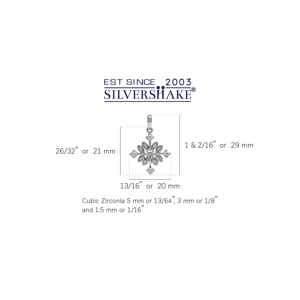 White CZ 925 Sterling Silver Snowflake Pendant - Silvershake-store