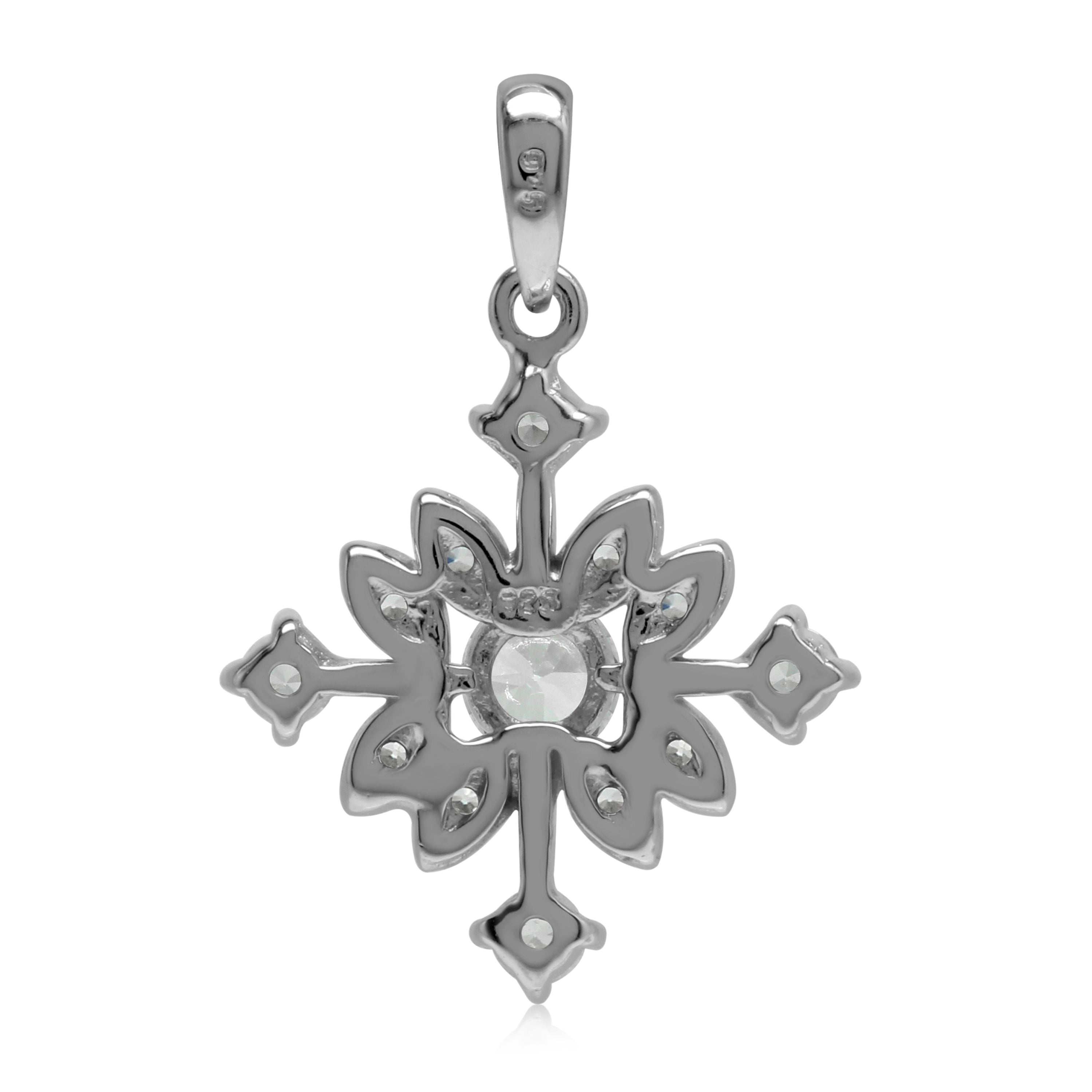 White CZ 925 Sterling Silver Snowflake Pendant - Silvershake-store