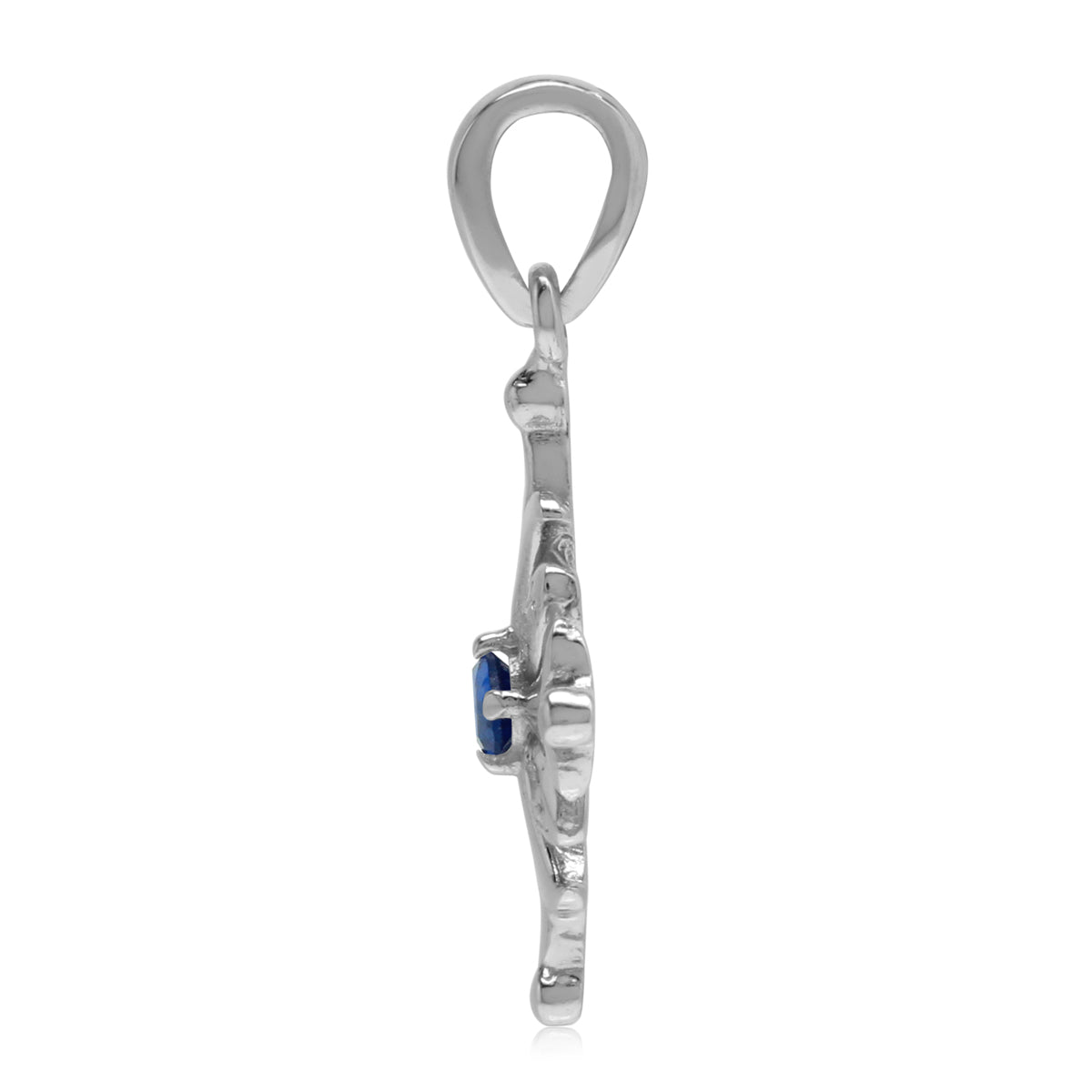 Synthetic Blue Sapphire 925 Sterling Silver Snowflake Pendant - Silvershake-store