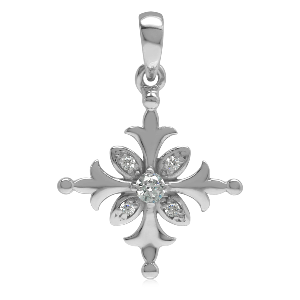 Silvershake White Cubic Zirconia CZ 925 Sterling Silver Snowflake Pendant - Silvershake-store