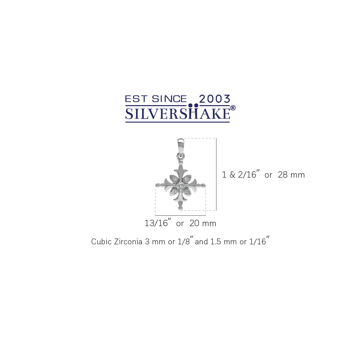 Silvershake White Cubic Zirconia CZ 925 Sterling Silver Snowflake Pendant - Silvershake-store