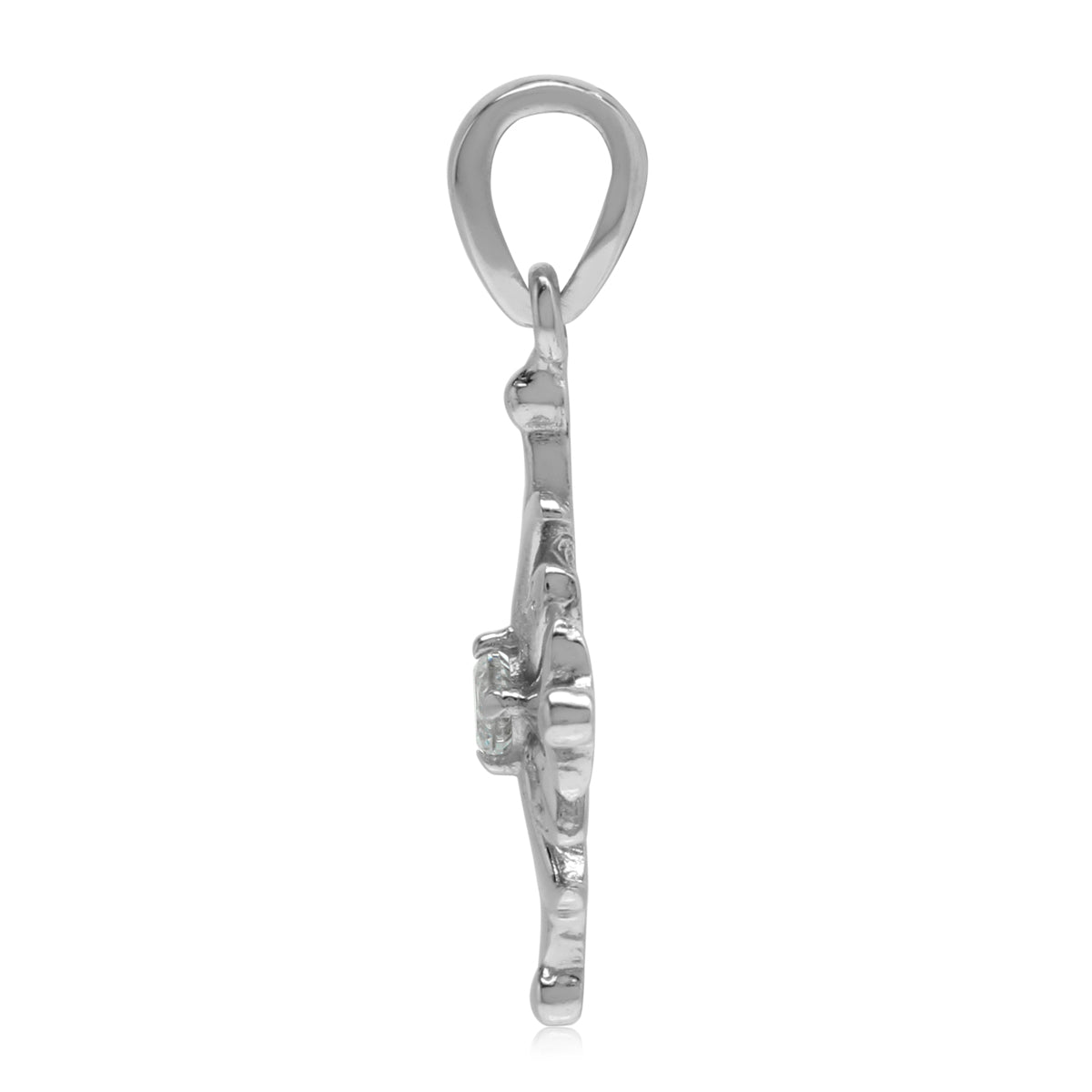 Silvershake White Cubic Zirconia CZ 925 Sterling Silver Snowflake Pendant - Silvershake-store