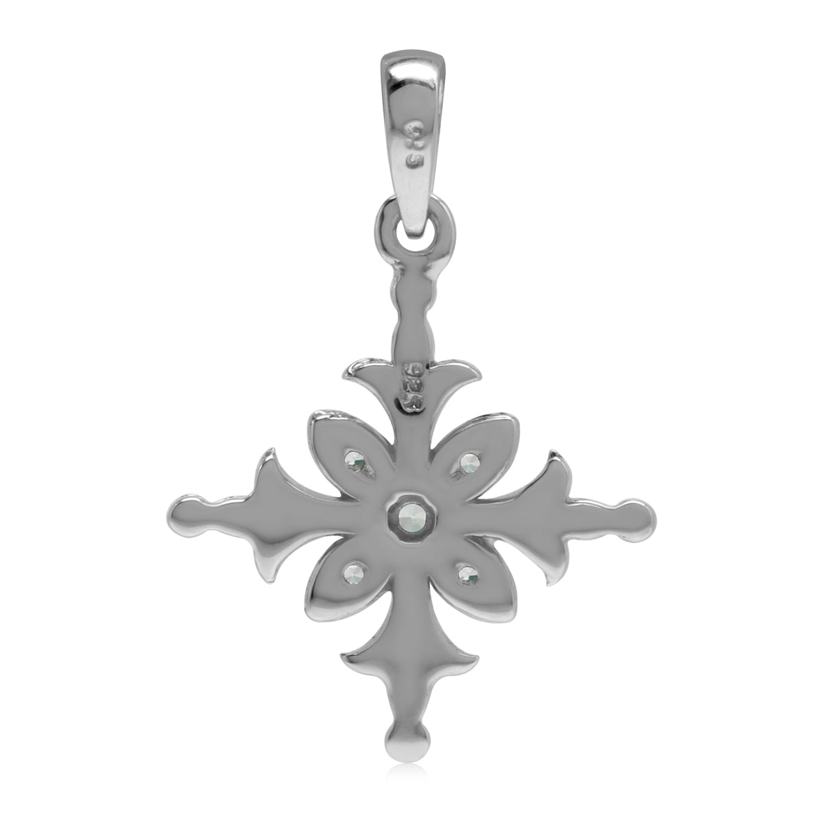 Silvershake White Cubic Zirconia CZ 925 Sterling Silver Snowflake Pendant - Silvershake-store
