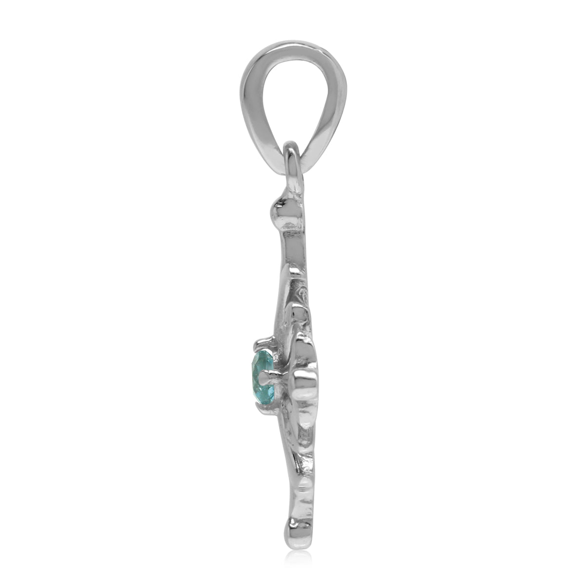 Silvershake Genuine Swiss Blue Topaz 925 Sterling Silver Snowflake Pendant - Silvershake-store
