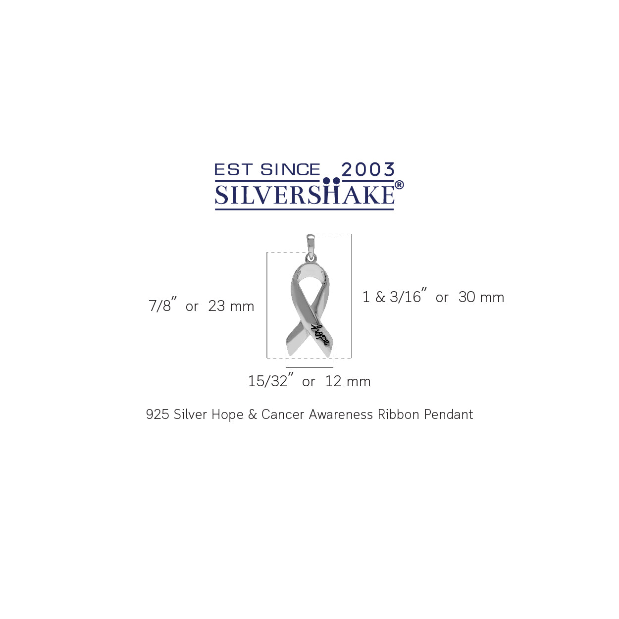 925 Sterling Silver Hope & Cancer Awareness Ribbon Pendant Charm - Silvershake-store