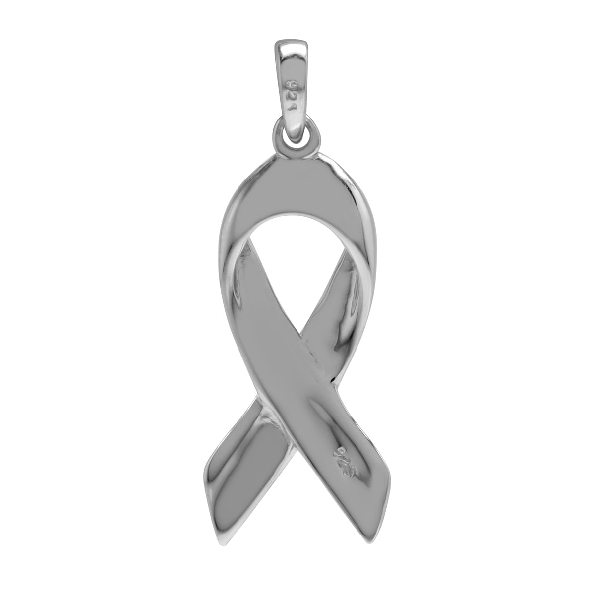 925 Sterling Silver Hope & Cancer Awareness Ribbon Pendant Charm - Silvershake-store