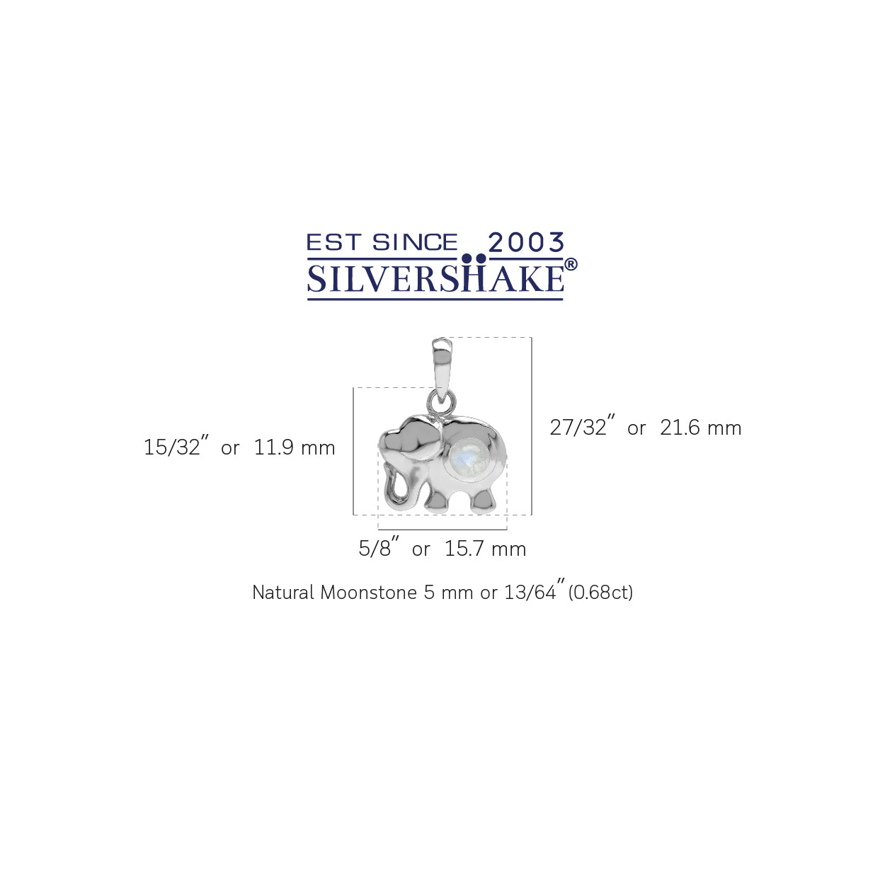 Silvershake Rainbow Moonstone 925 Sterling Silver Elephant Pendant - Silvershake-store
