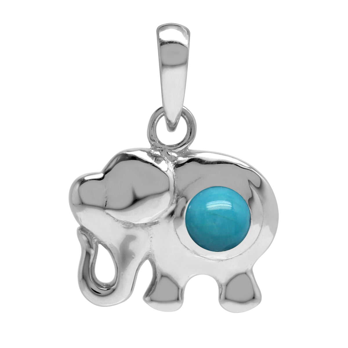 Silvershake Genuine Blue Arizona American Turquoise Stone 925 Sterling Silver Elephant Pendant Jewelry for Women - Silvershake-store