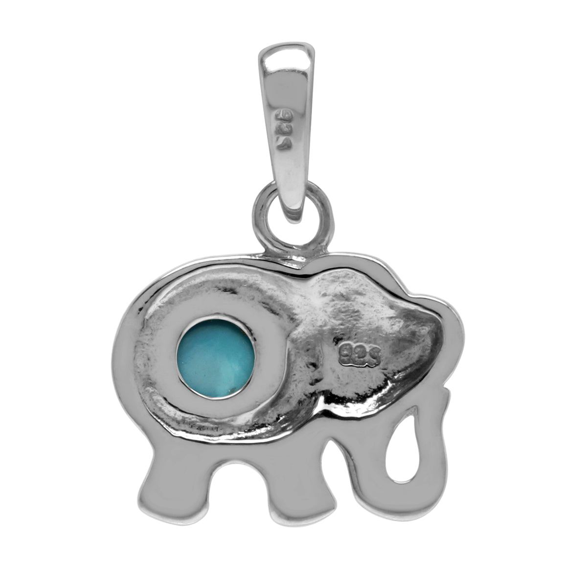 Silvershake Genuine Blue Arizona American Turquoise Stone 925 Sterling Silver Elephant Pendant Jewelry for Women - Silvershake-store