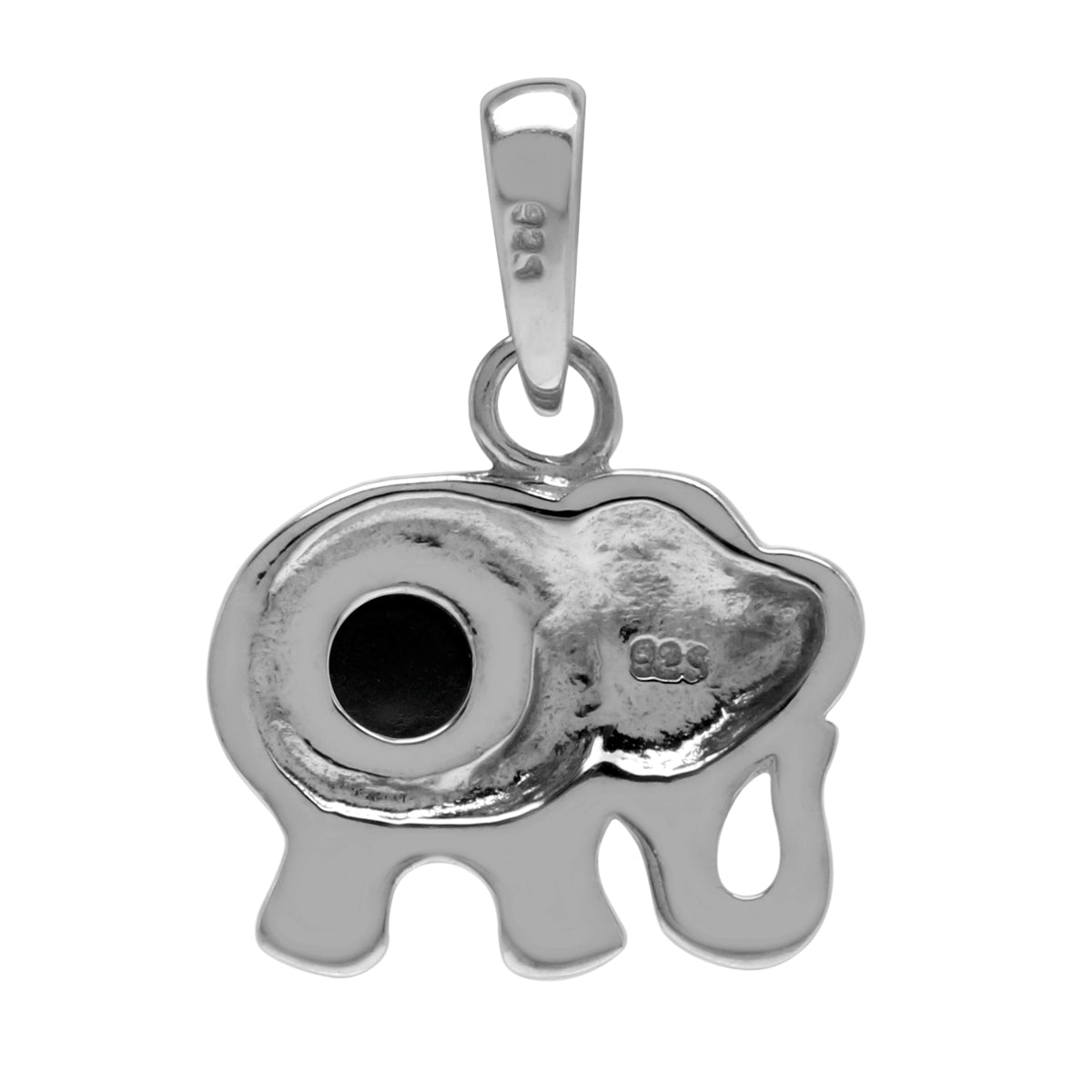 Silvershake Natural Black Onyx Stone 925 Sterling Silver Elephant Pendant - Silvershake-store