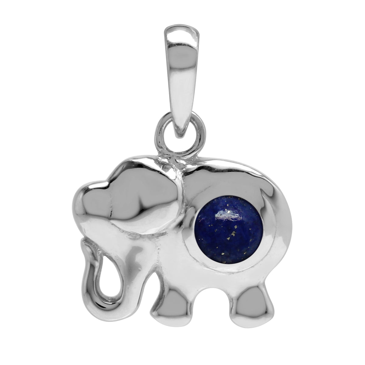 Silvershake Natural Blue Lapis Lazuli Stone 925 Sterling Silver Elephant Pendant - Silvershake-store