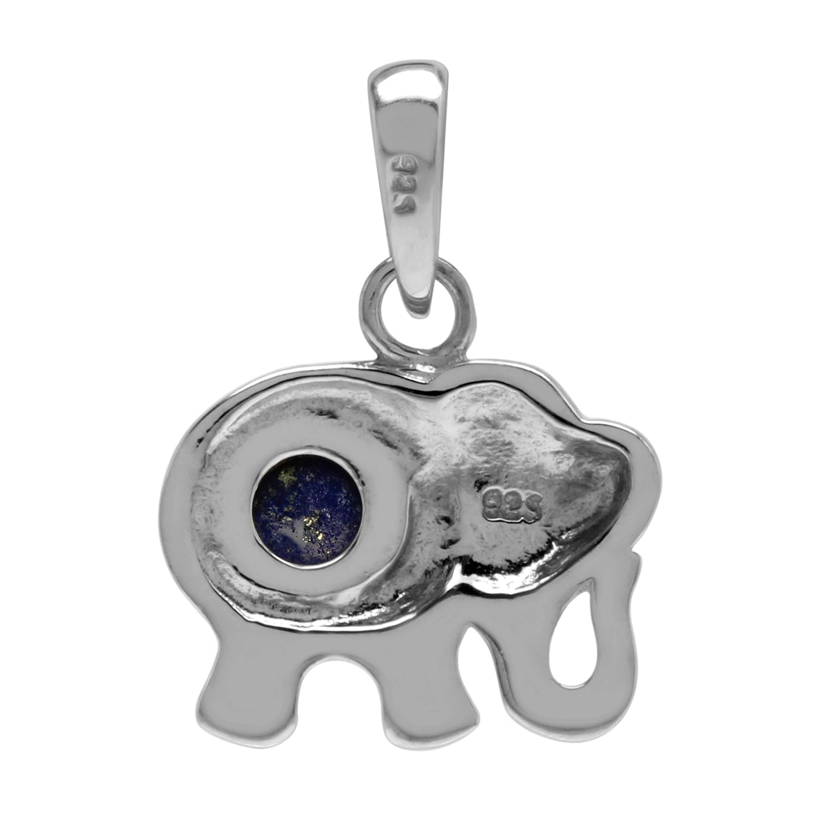 Silvershake Natural Blue Lapis Lazuli Stone 925 Sterling Silver Elephant Pendant - Silvershake-store
