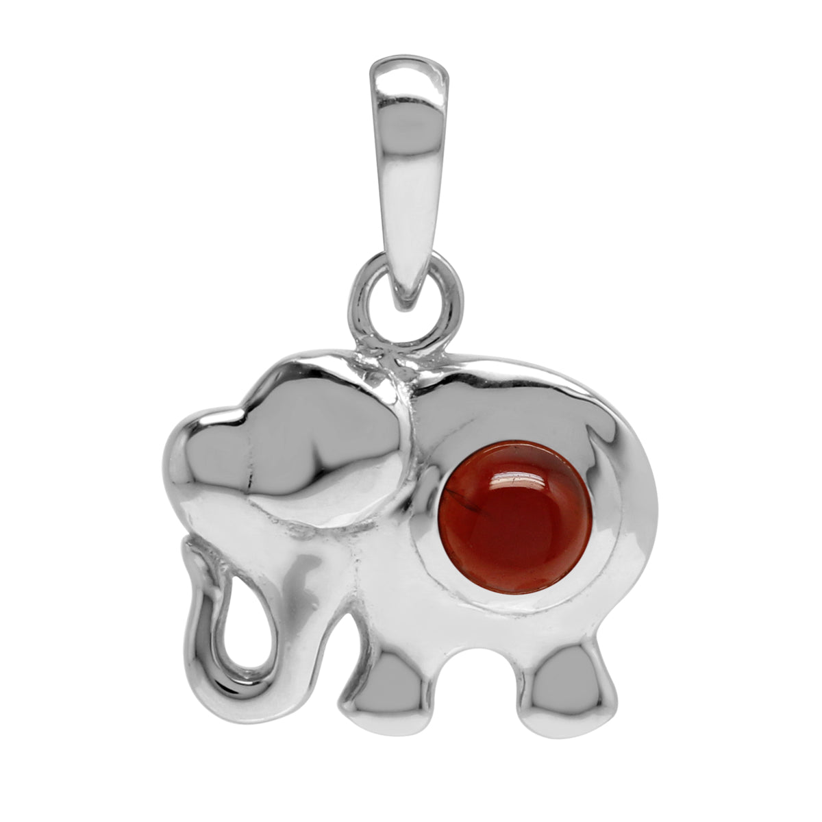 Silvershake Natural Red Garnet Stone 925 Sterling Silver Elephant Pendant - Silvershake-store