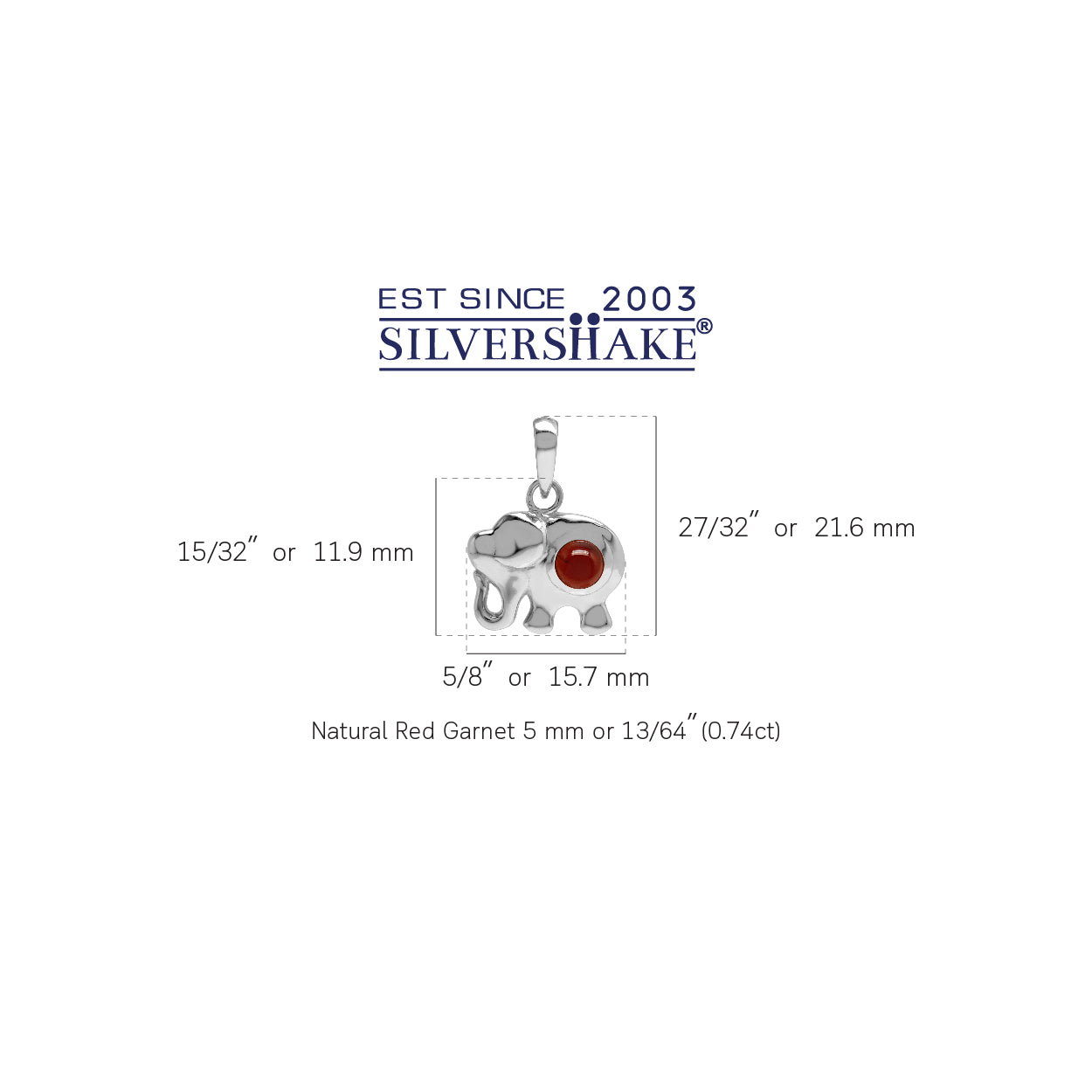 Silvershake Natural Red Garnet Stone 925 Sterling Silver Elephant Pendant - Silvershake-store