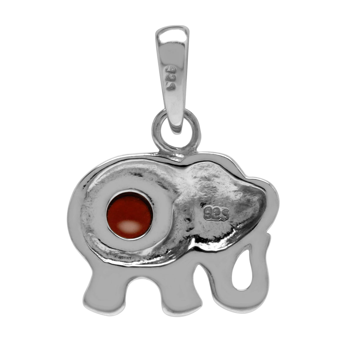 Silvershake Natural Red Garnet Stone 925 Sterling Silver Elephant Pendant - Silvershake-store