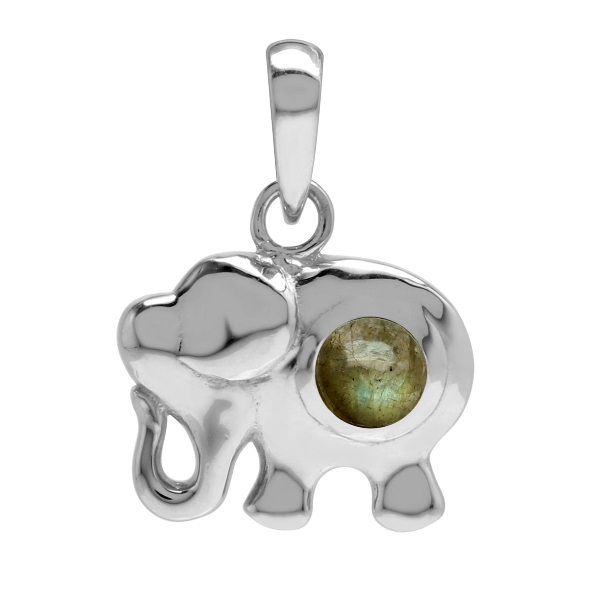 Silvershake Natural Labradorite Stone 925 Sterling Silver Elephant Pendant - Silvershake-store
