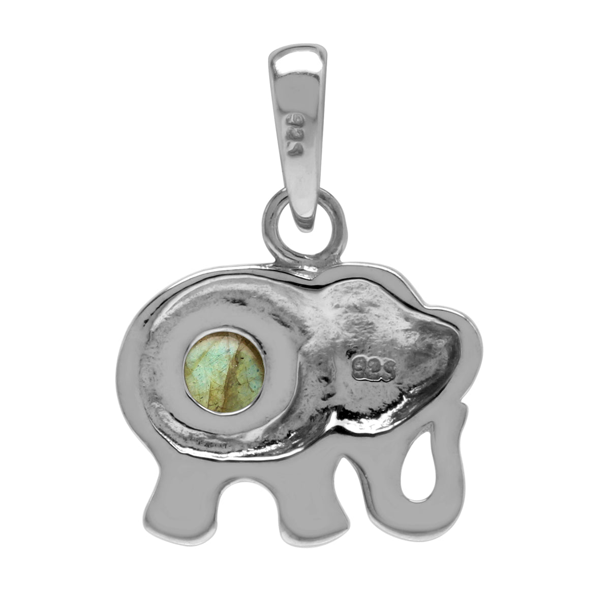 Silvershake Natural Labradorite Stone 925 Sterling Silver Elephant Pendant - Silvershake-store
