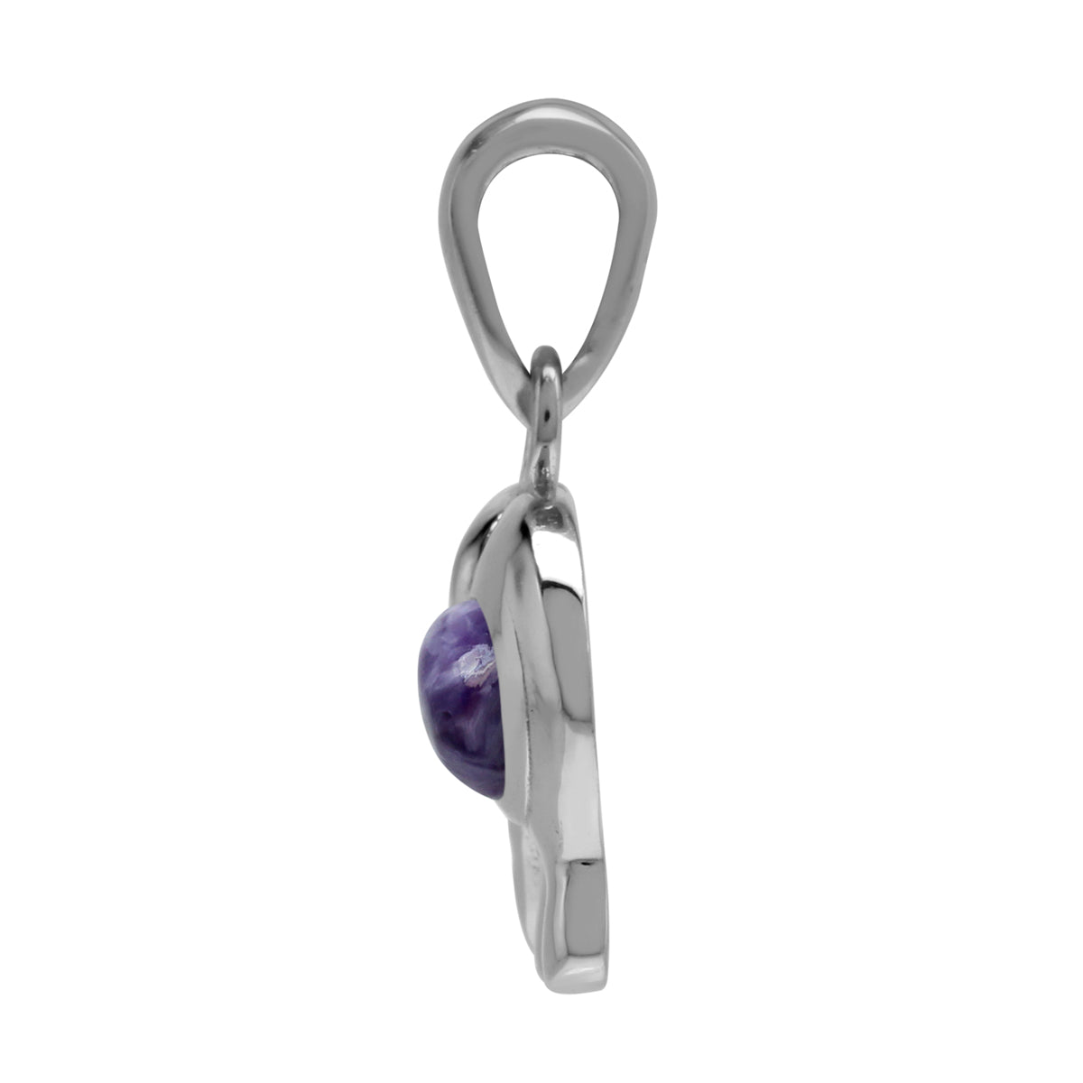 Silvershake Genuine Purple Charoite Stone 925 Sterling Silver Elephant Pendant - Silvershake-store