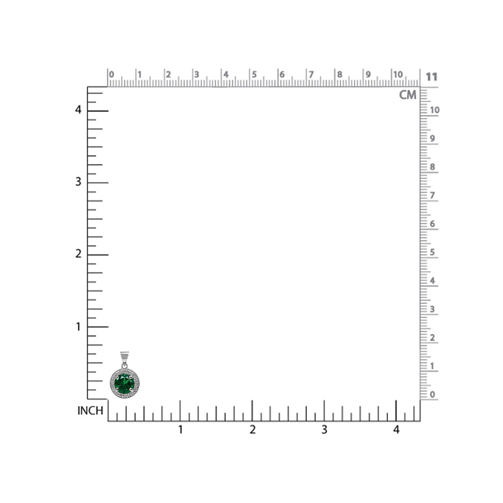 Silvershake Round 7 mm Nano Green Emerald 925 Sterling Silver Halo Pendant - Silvershake-store