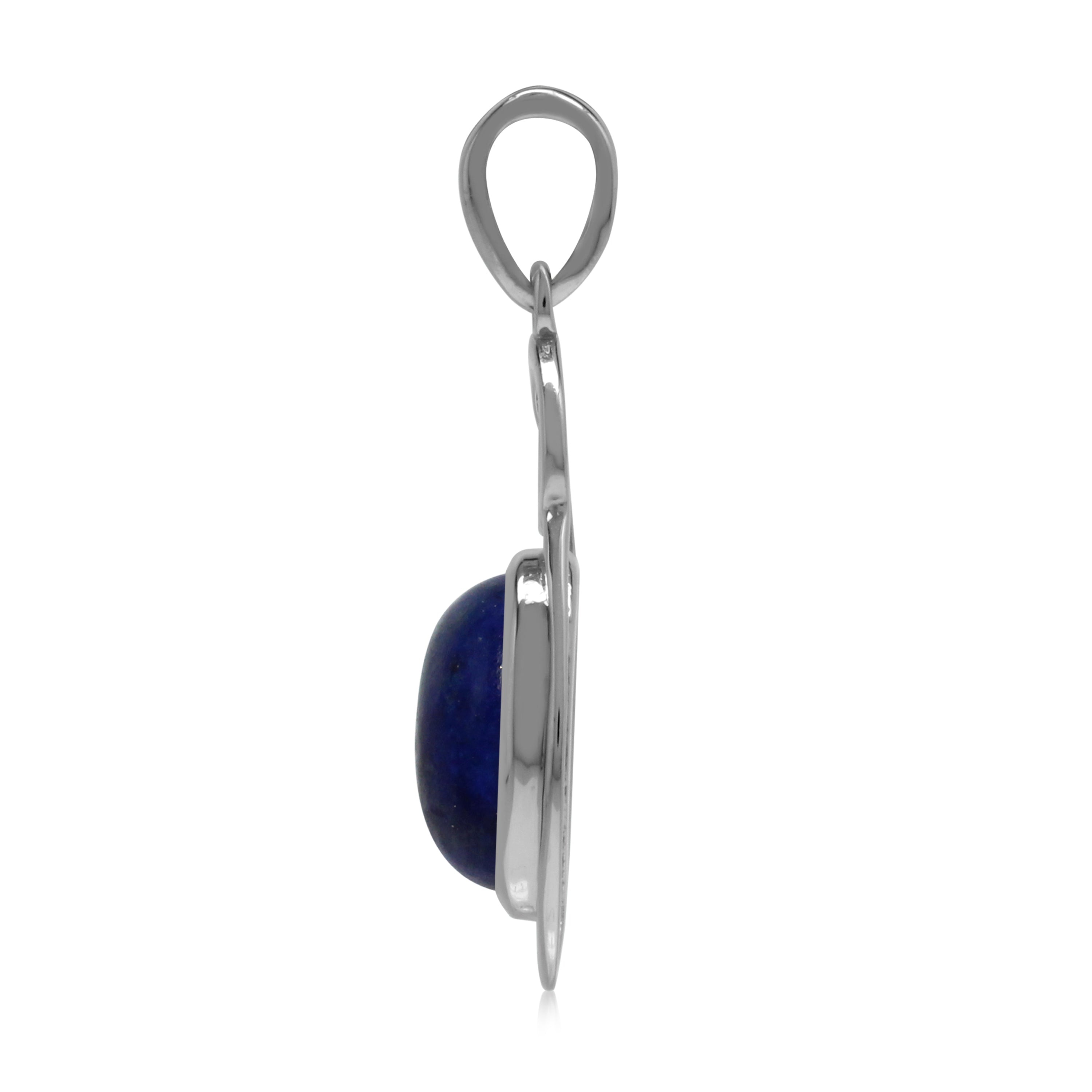 Silvershake Natural 10x8 mm Blue Lapis Lazuli Stone 925 Sterling Silver Chakra Swirl Pendant - Silvershake-store