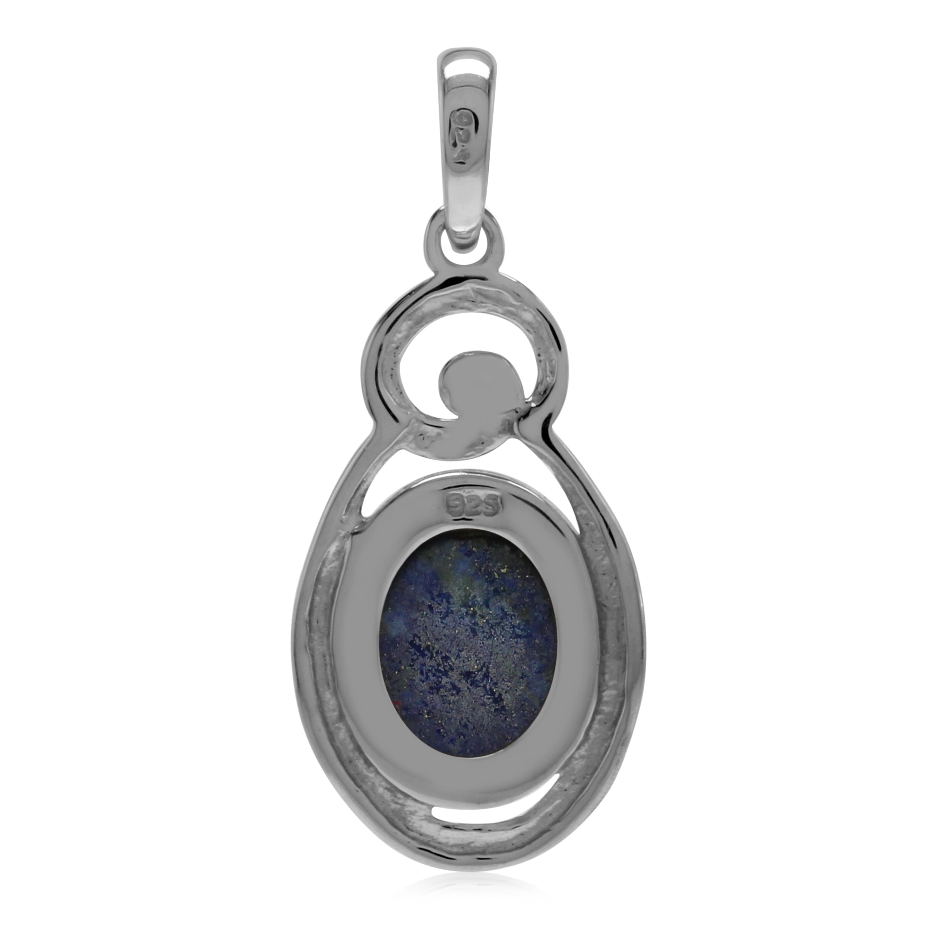 Silvershake Natural 10x8 mm Blue Lapis Lazuli Stone 925 Sterling Silver Chakra Swirl Pendant - Silvershake-store