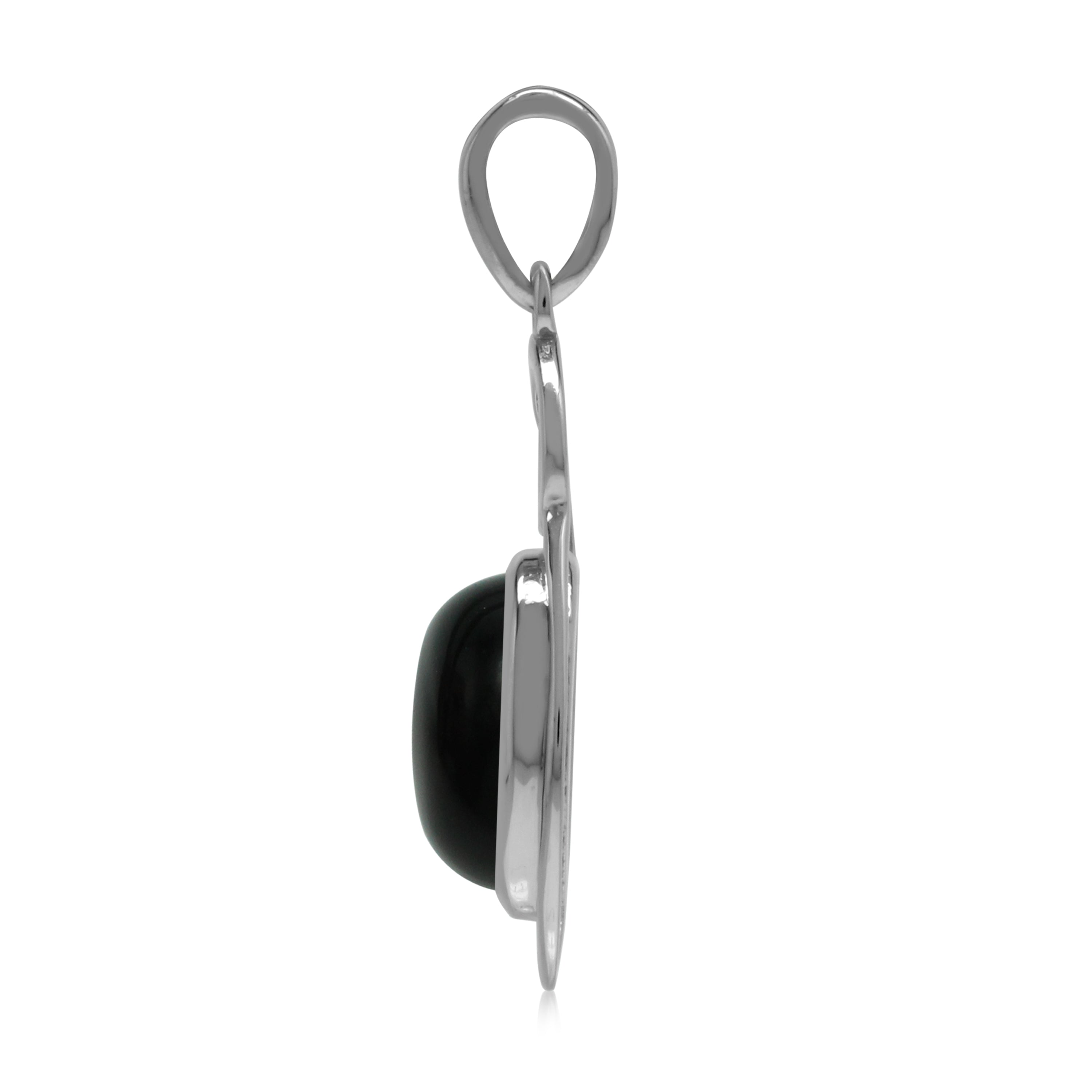Silvershake Natural 10x8 mm Black Onyx Stone 925 Sterling Silver Chakra Swirl Pendant - Silvershake-store