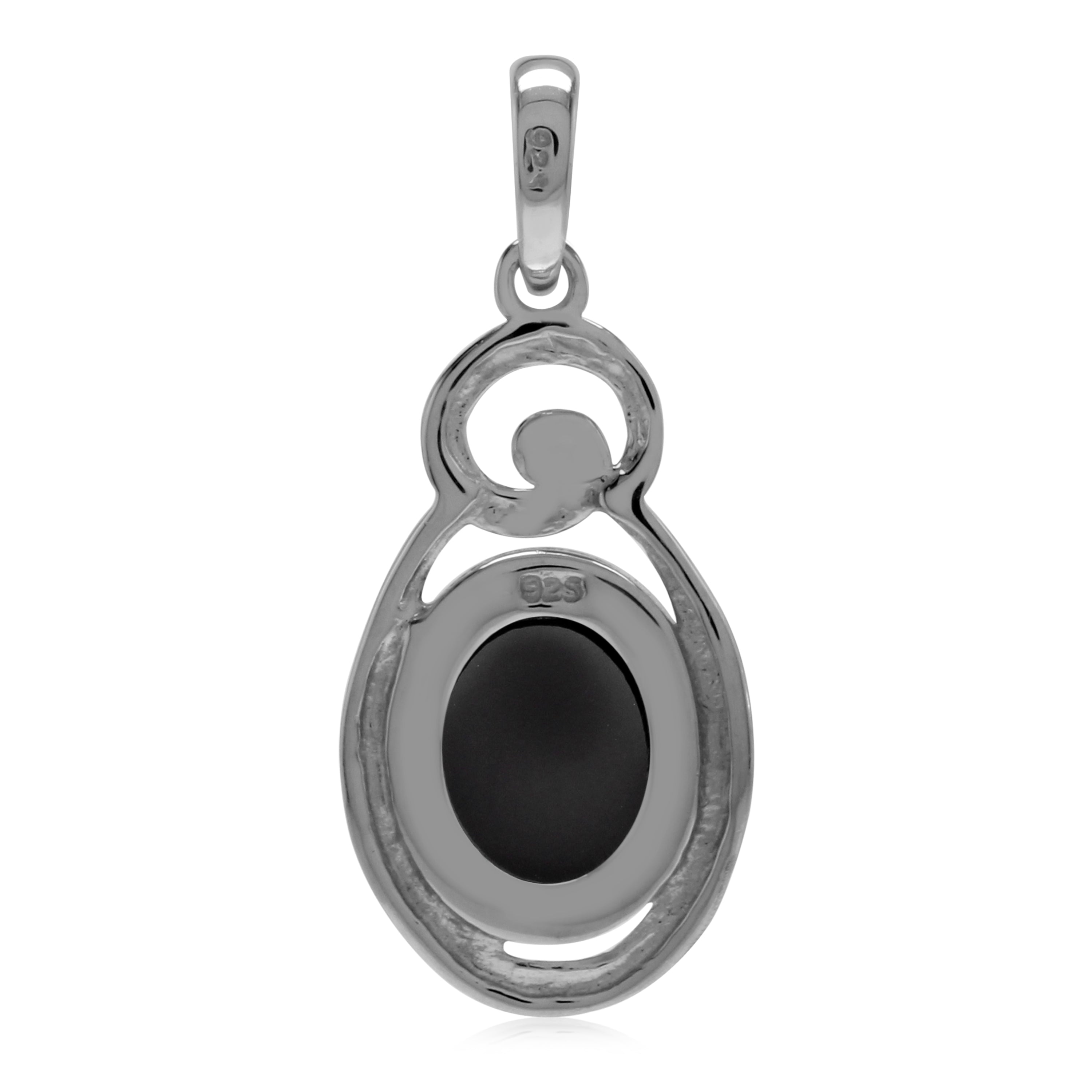 Silvershake Natural 10x8 mm Black Onyx Stone 925 Sterling Silver Chakra Swirl Pendant - Silvershake-store
