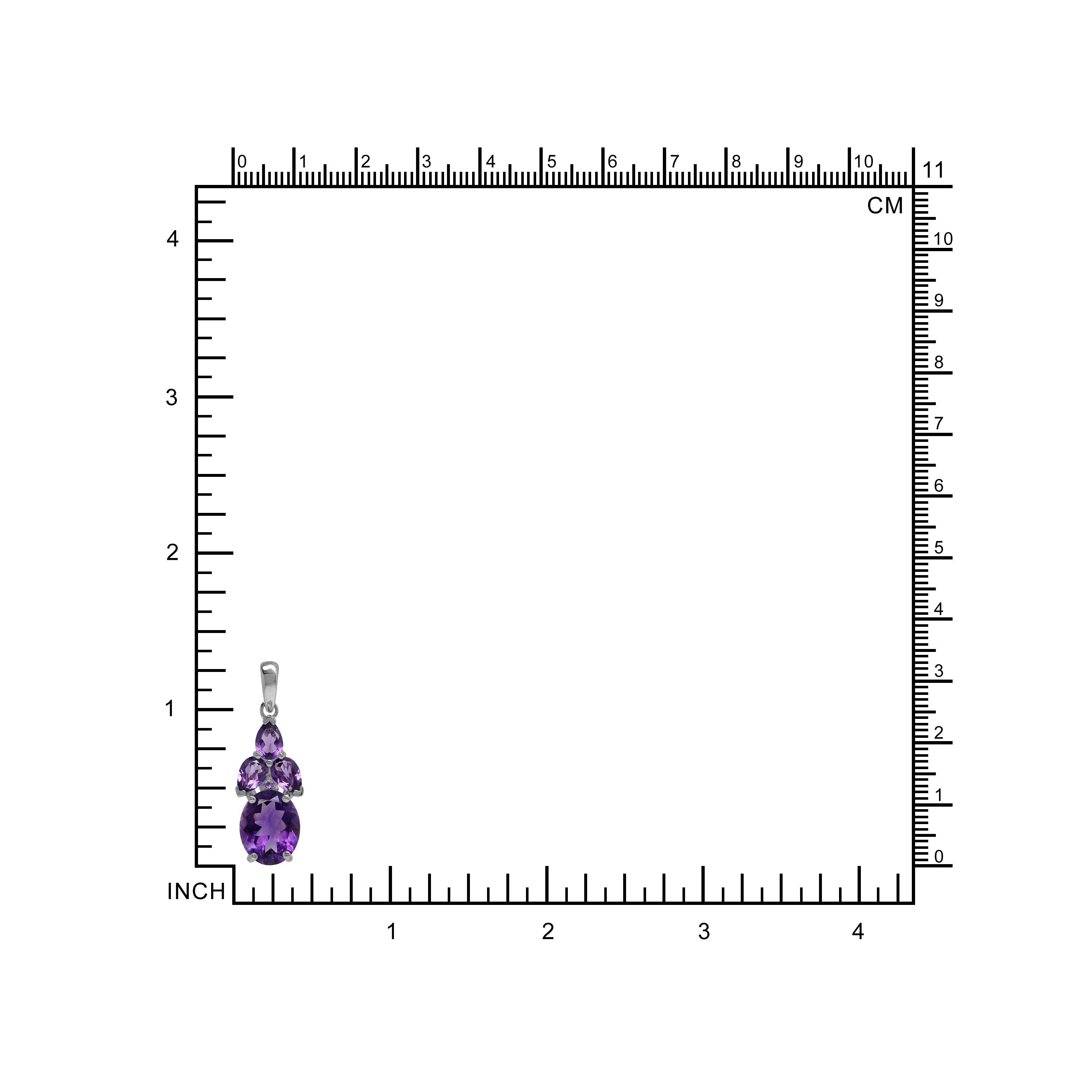 Silvershake Classic Style 4.2 Ctw Genuine Purple Amethyst Gem 925 Sterling Silver Cluster Pendant - Silvershake-store