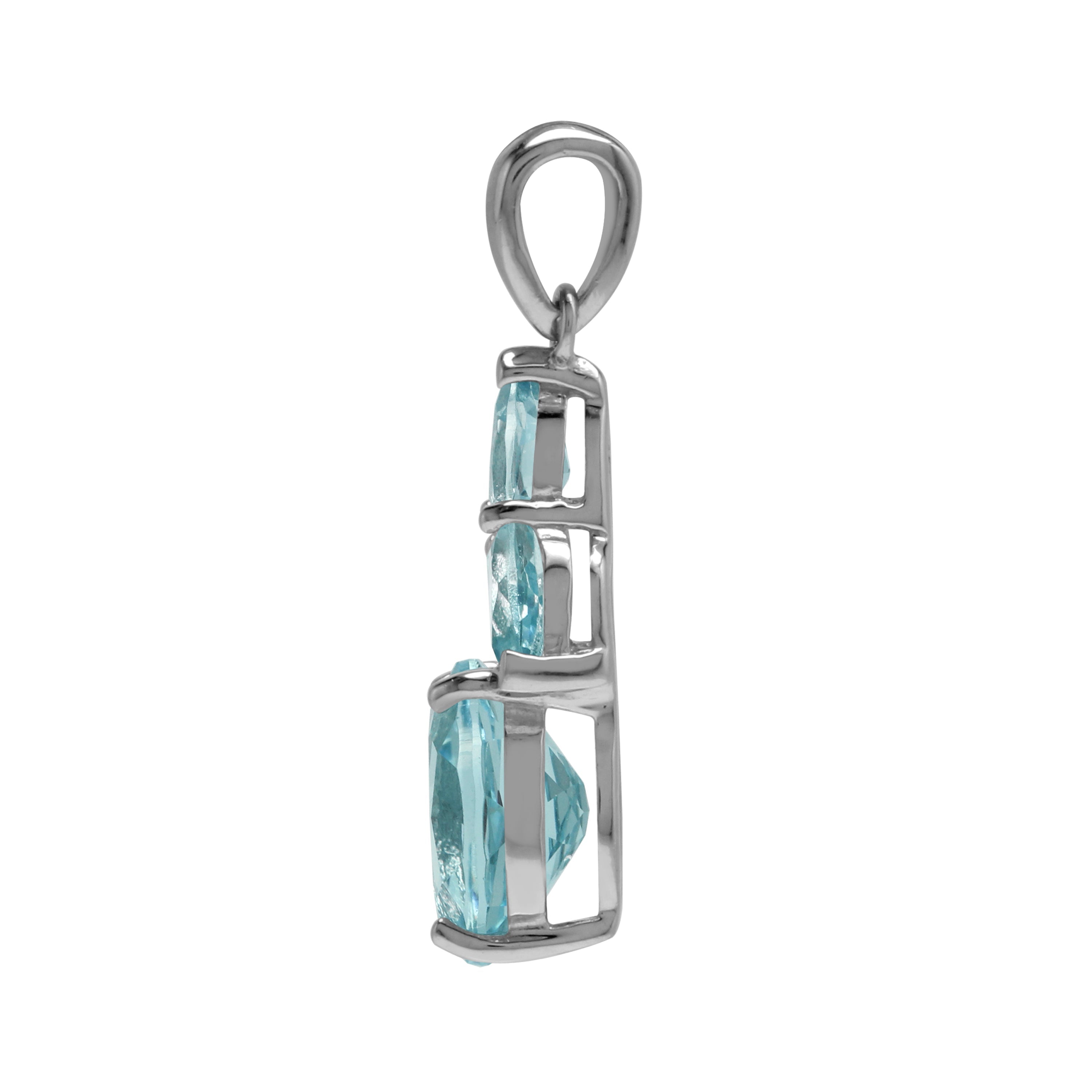 Silvershake Classic Style 5.4 Ctw Genuine Sky Blue Topaz Gem 925 Sterling Silver Cluster Pendant - Silvershake-store