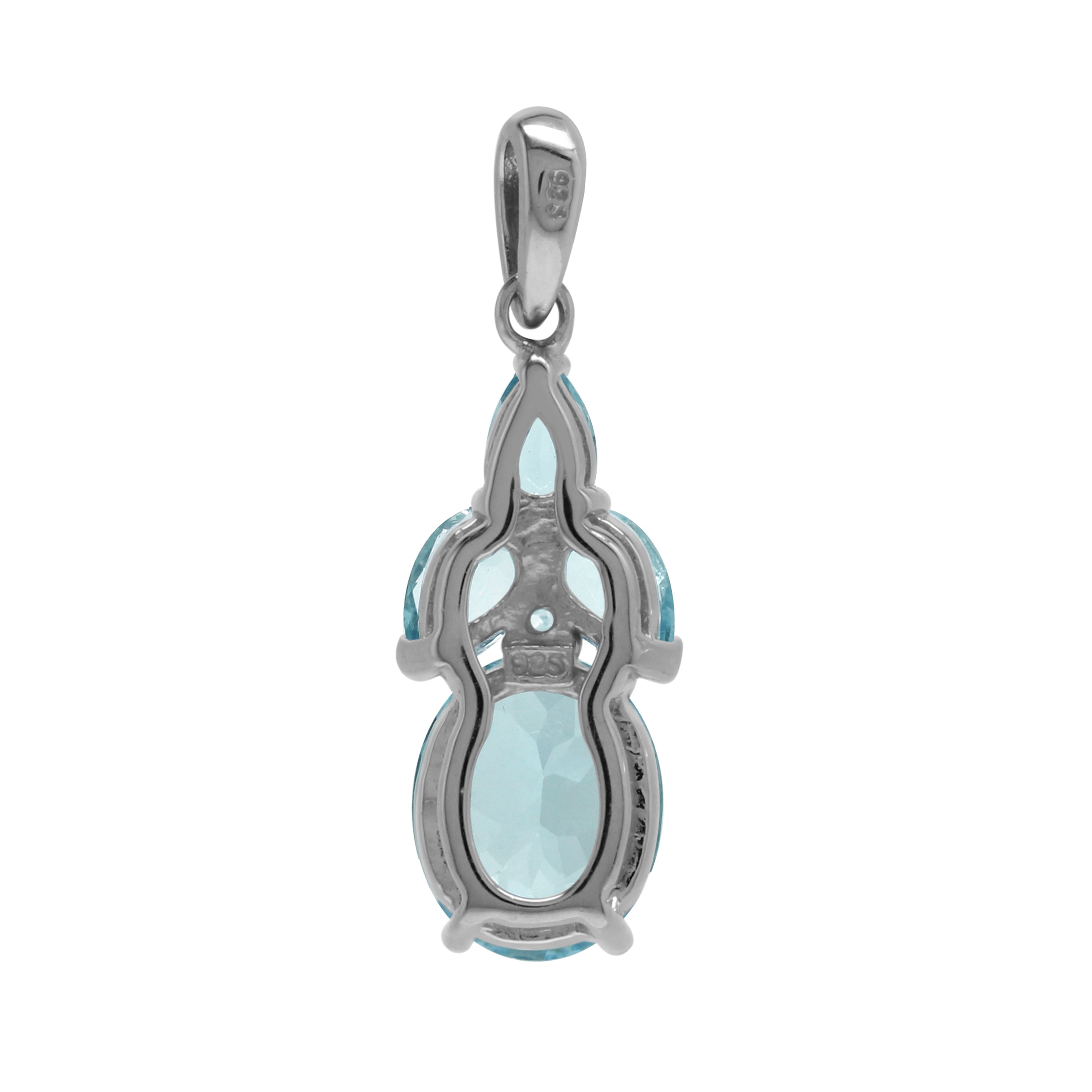 Silvershake Classic Style 5.4 Ctw Genuine Sky Blue Topaz Gem 925 Sterling Silver Cluster Pendant - Silvershake-store