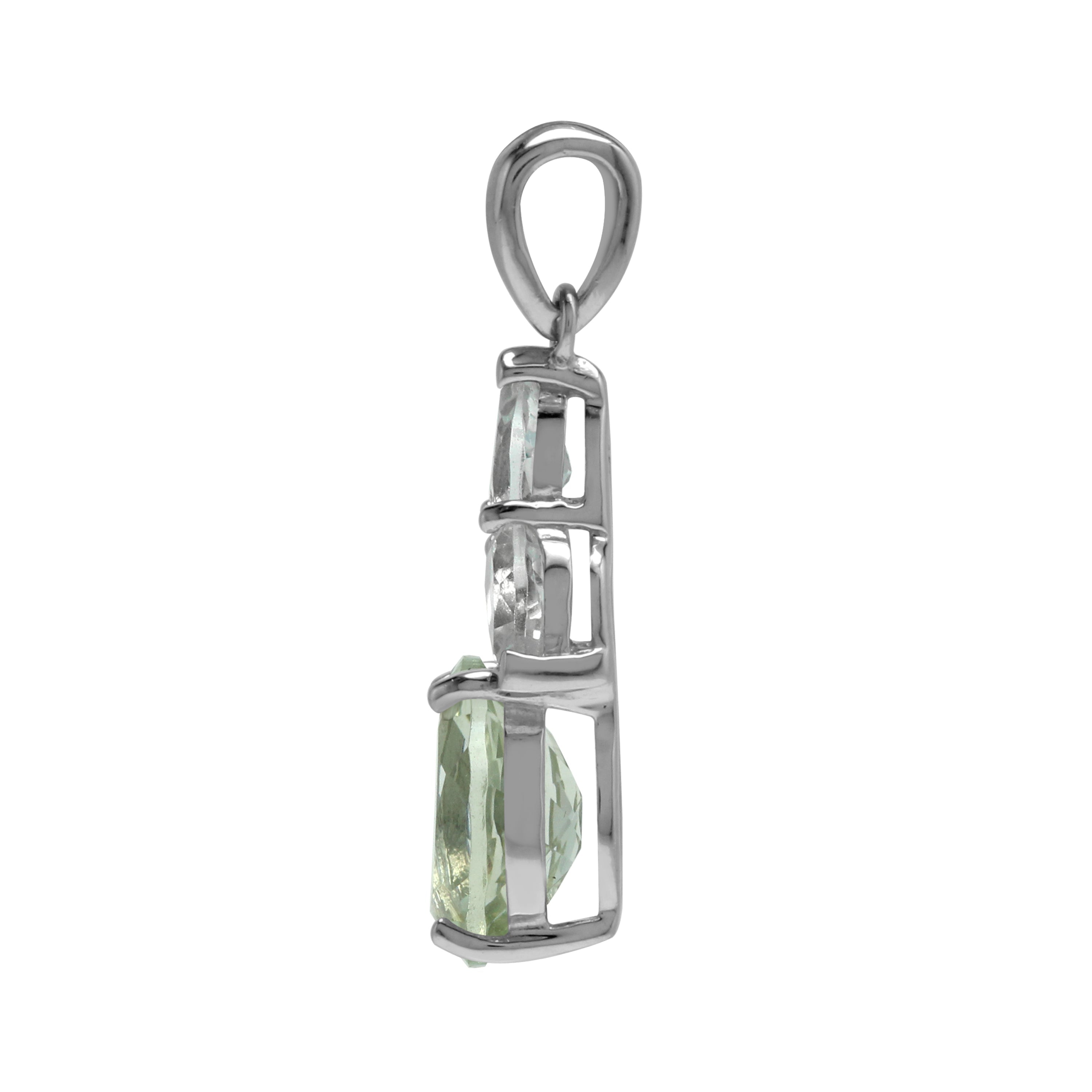 Silvershake Classic Style 3.2 Ct Genuine Green Amethyst Gem 925 Sterling Silver Cluster Pendant - Silvershake-store