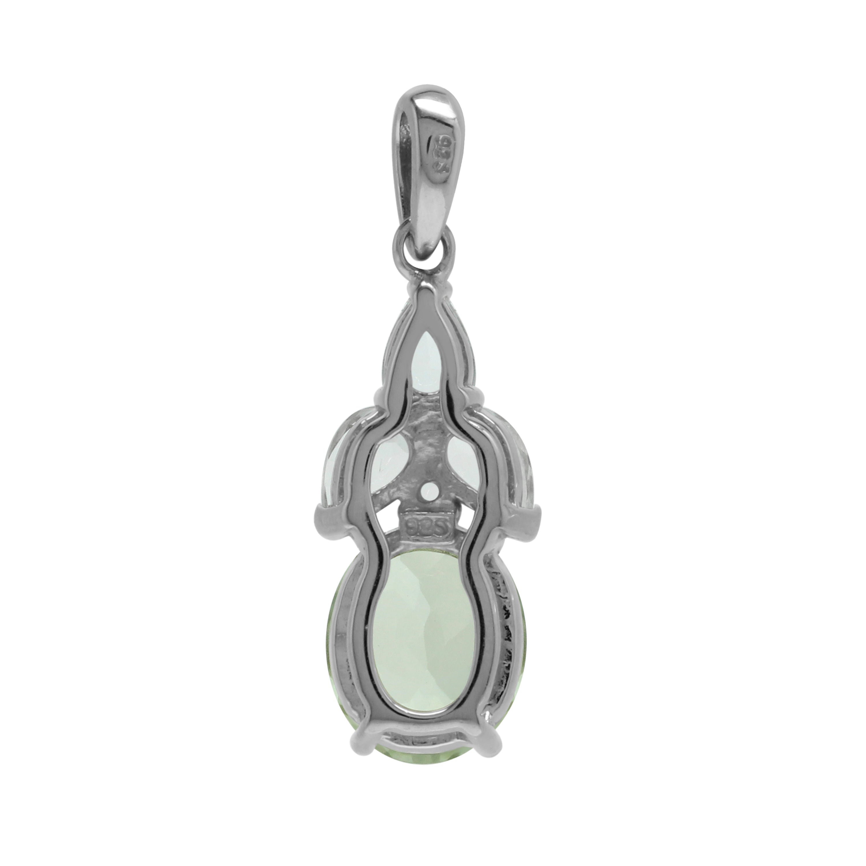 Silvershake Classic Style 3.2 Ct Genuine Green Amethyst Gem 925 Sterling Silver Cluster Pendant - Silvershake-store