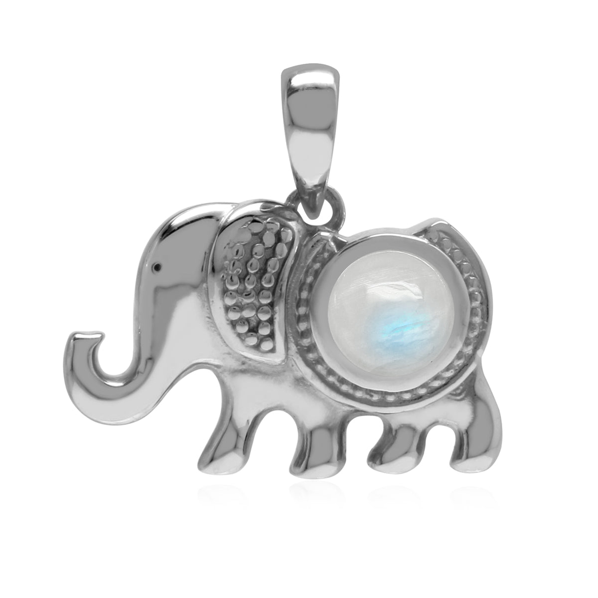 Silvershake Natural 1.1 Ctw Rainbow Moonstone 925 Sterling Silver Elephant Charm Pendant - Silvershake-store