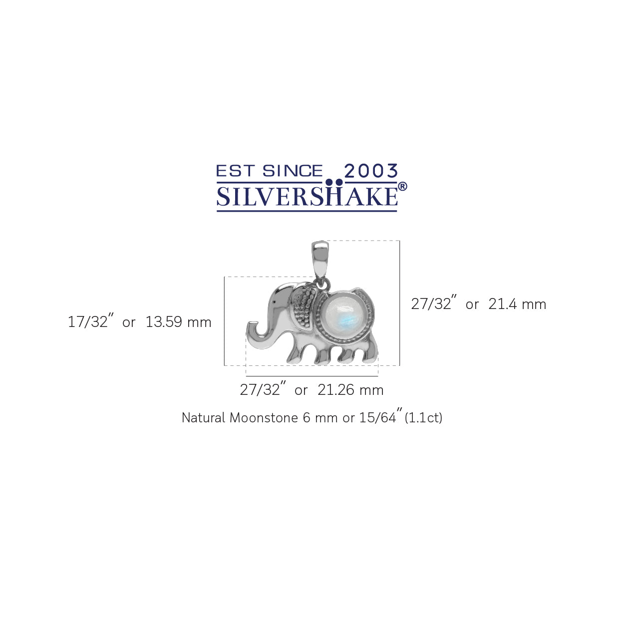 Silvershake Natural 1.1 Ctw Rainbow Moonstone 925 Sterling Silver Elephant Charm Pendant - Silvershake-store