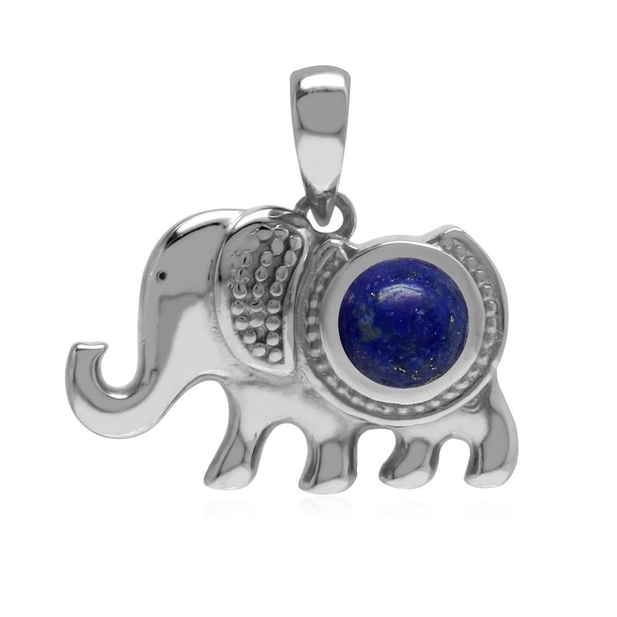Silvershake Natural 1.2 Ctw Blue Lapis Lazuli 925 Sterling Silver Elephant Charm Pendant - Silvershake-store