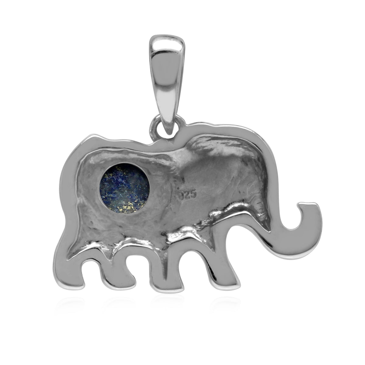Silvershake Natural 1.2 Ctw Blue Lapis Lazuli 925 Sterling Silver Elephant Charm Pendant - Silvershake-store