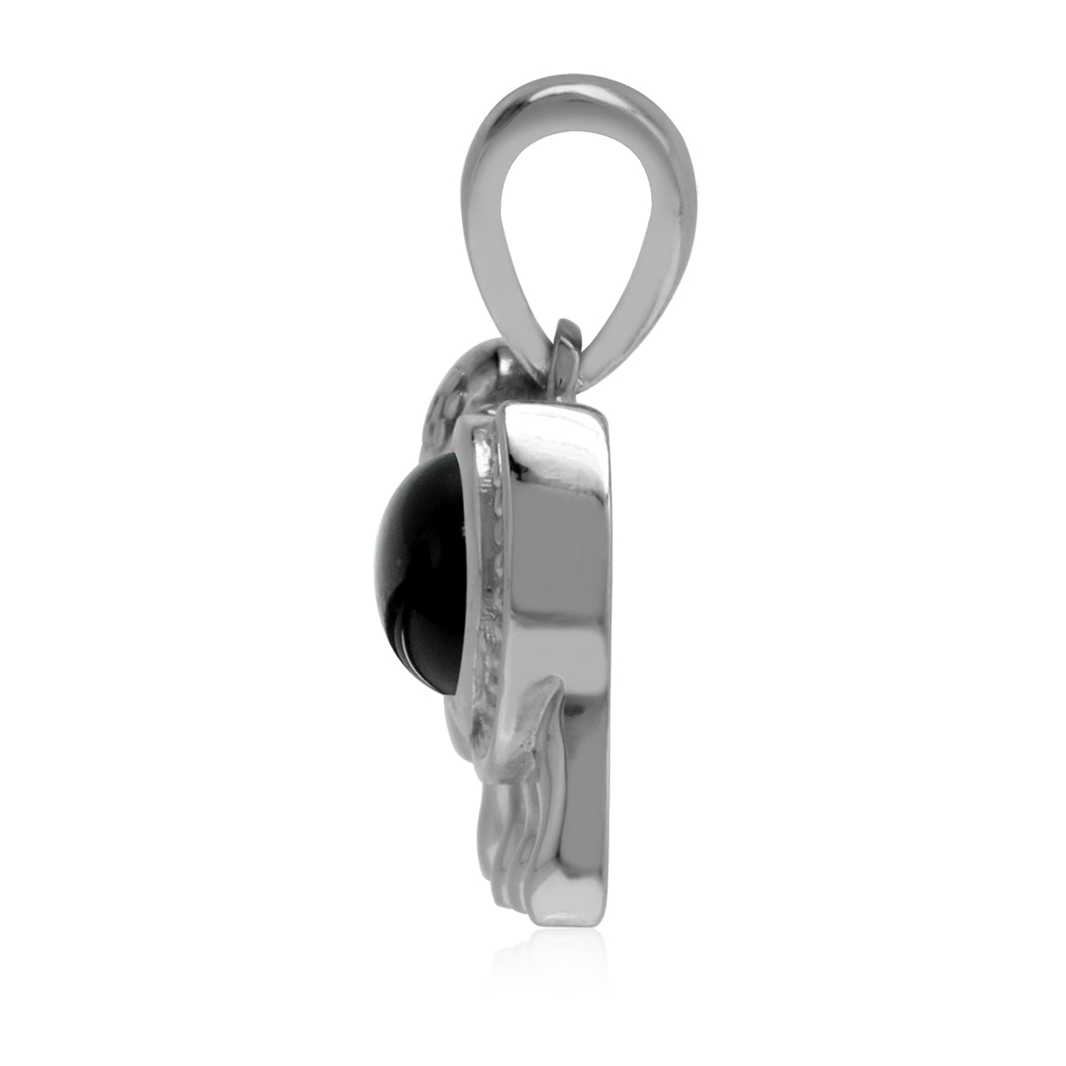 Silvershake Natural Black Onyx 925 Sterling Silver Elephant Charm Pendant - Silvershake-store