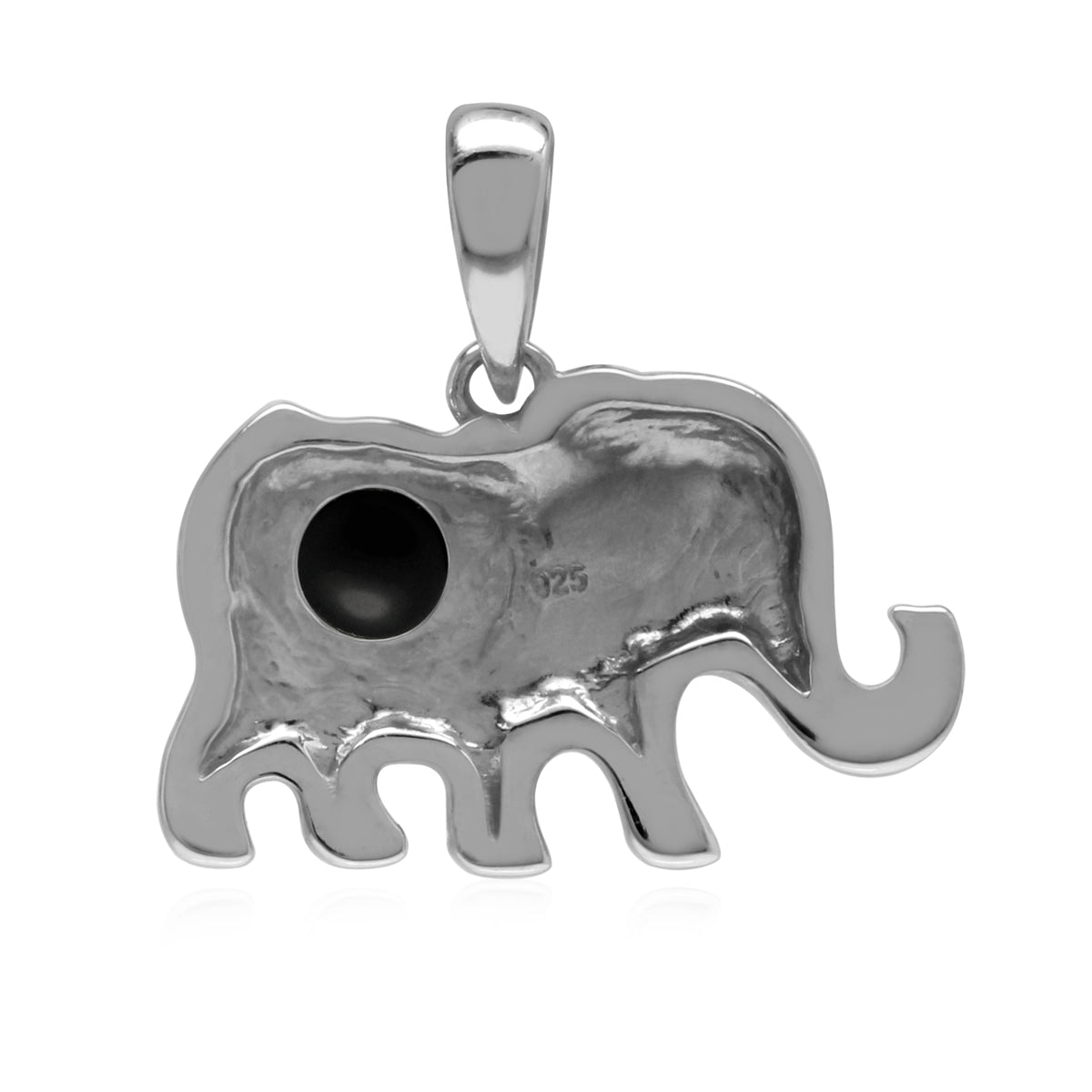 Silvershake Natural Black Onyx 925 Sterling Silver Elephant Charm Pendant - Silvershake-store
