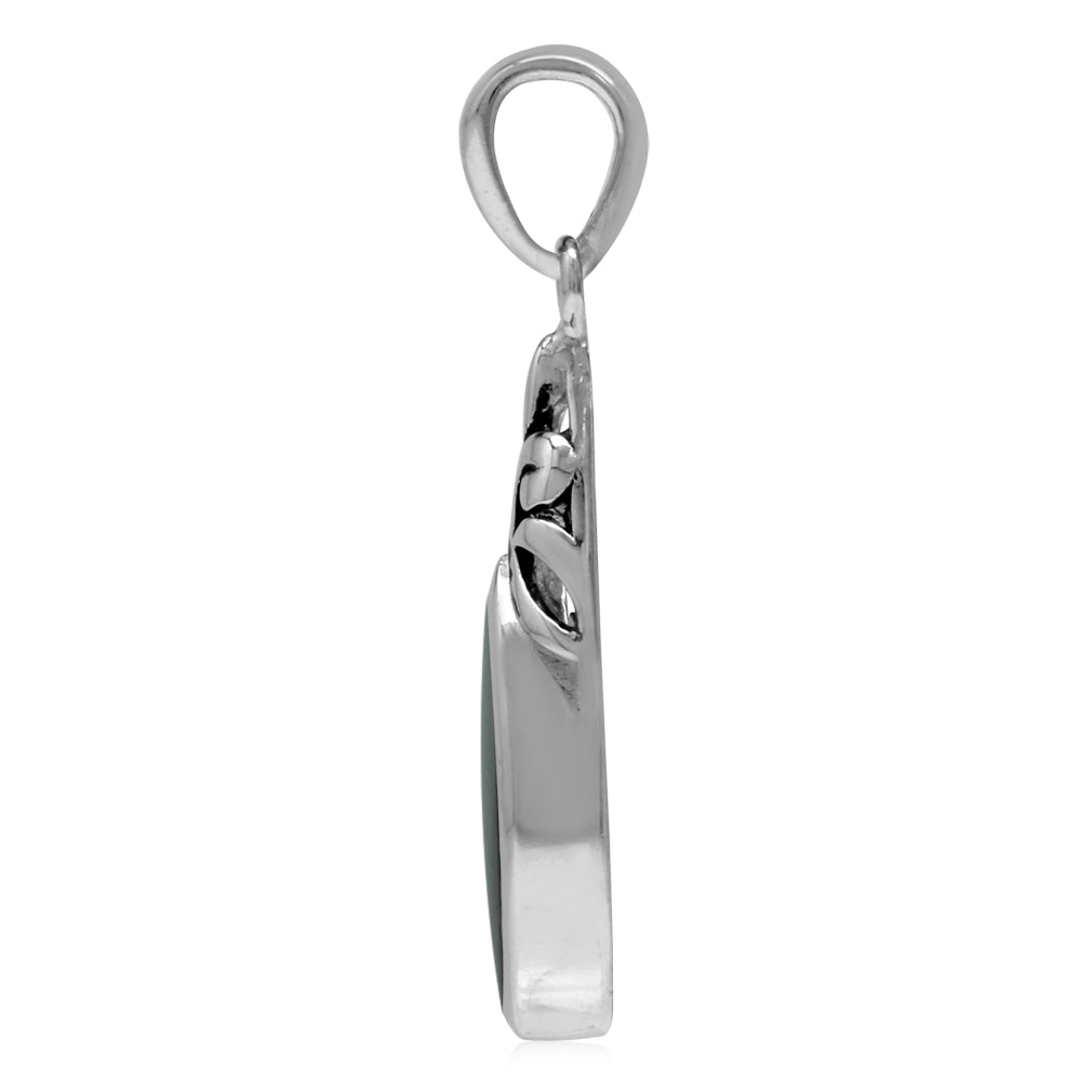 14x7MM Natural Marquise Shape Black Onyx 925 Sterling Silver Filigree Drop Pendant - Silvershake-store